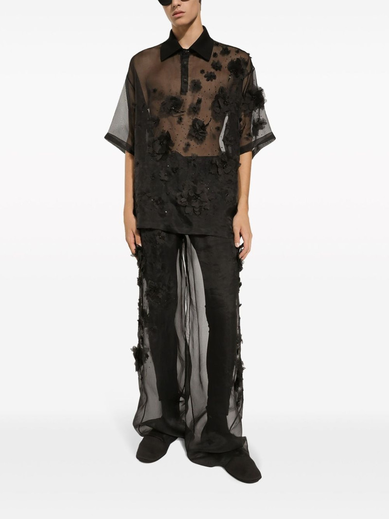 floral-appliquÃ© sheer polo shirt 5
