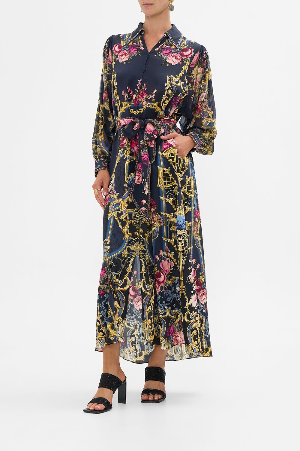 CURVED COLLAR SHIRT DRESS - 4