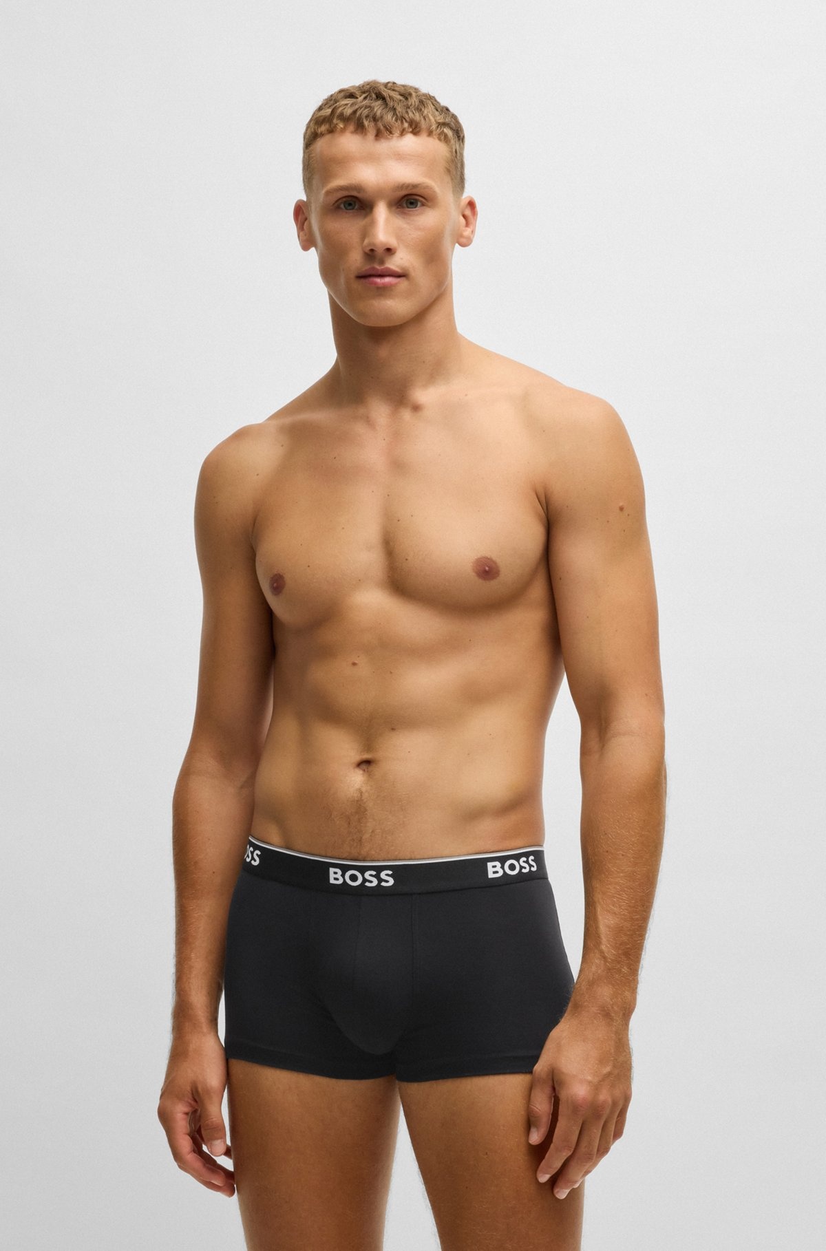 THREE-PACK OF STRETCH-COTTON TRUNKS WITH LOGO WAISTBANDS - 7