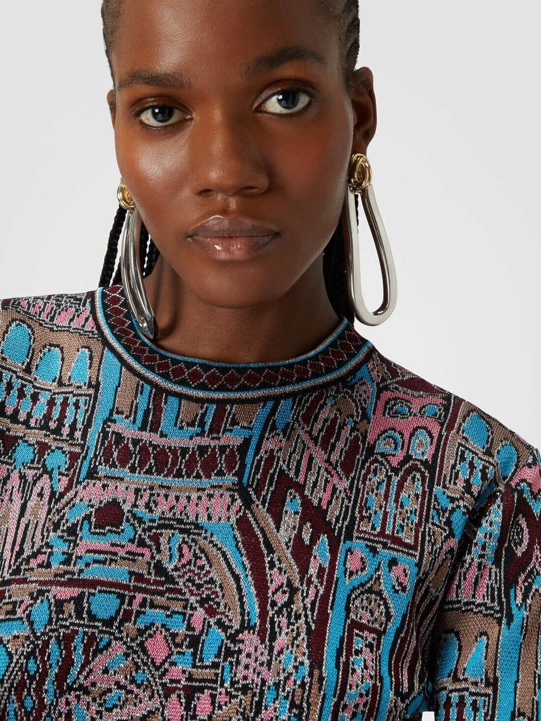 Crewneck pullover in wool and viscose with Venezia motif - 5