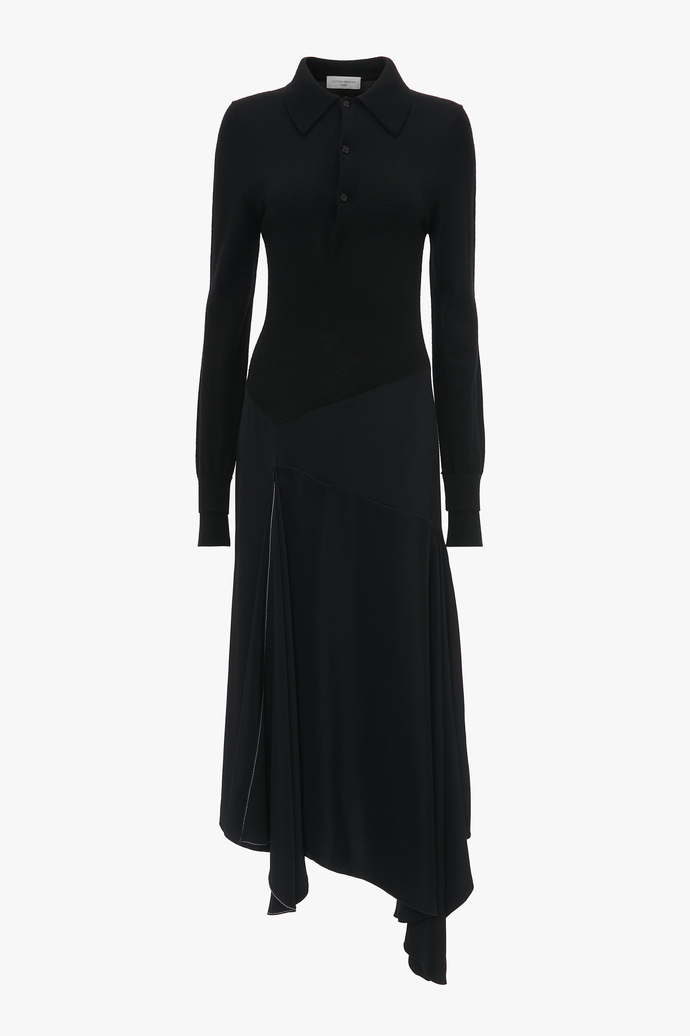 Henley Shirt Dress In Black - 1