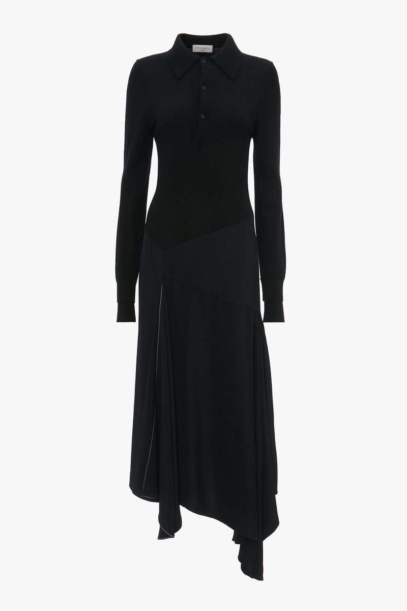 Henley Shirt Dress In Black 1