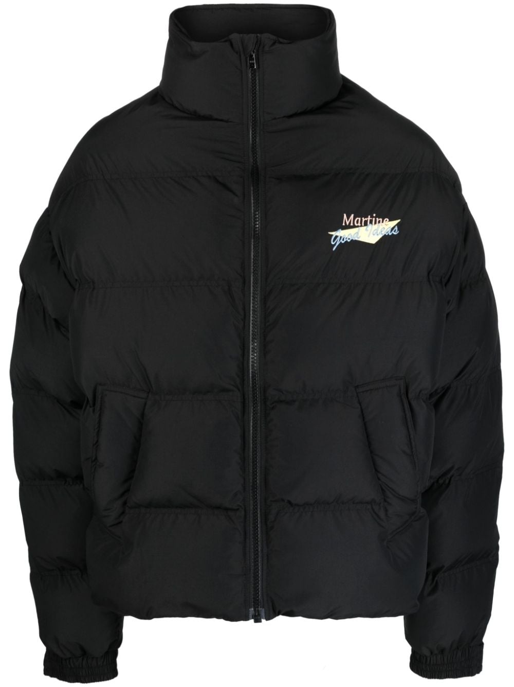 logo-embroidered padded jacket - 1