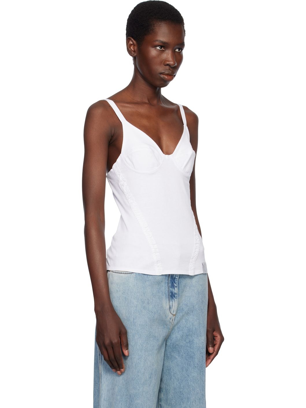 White Corset-Inspired Sleeveless Top - 2