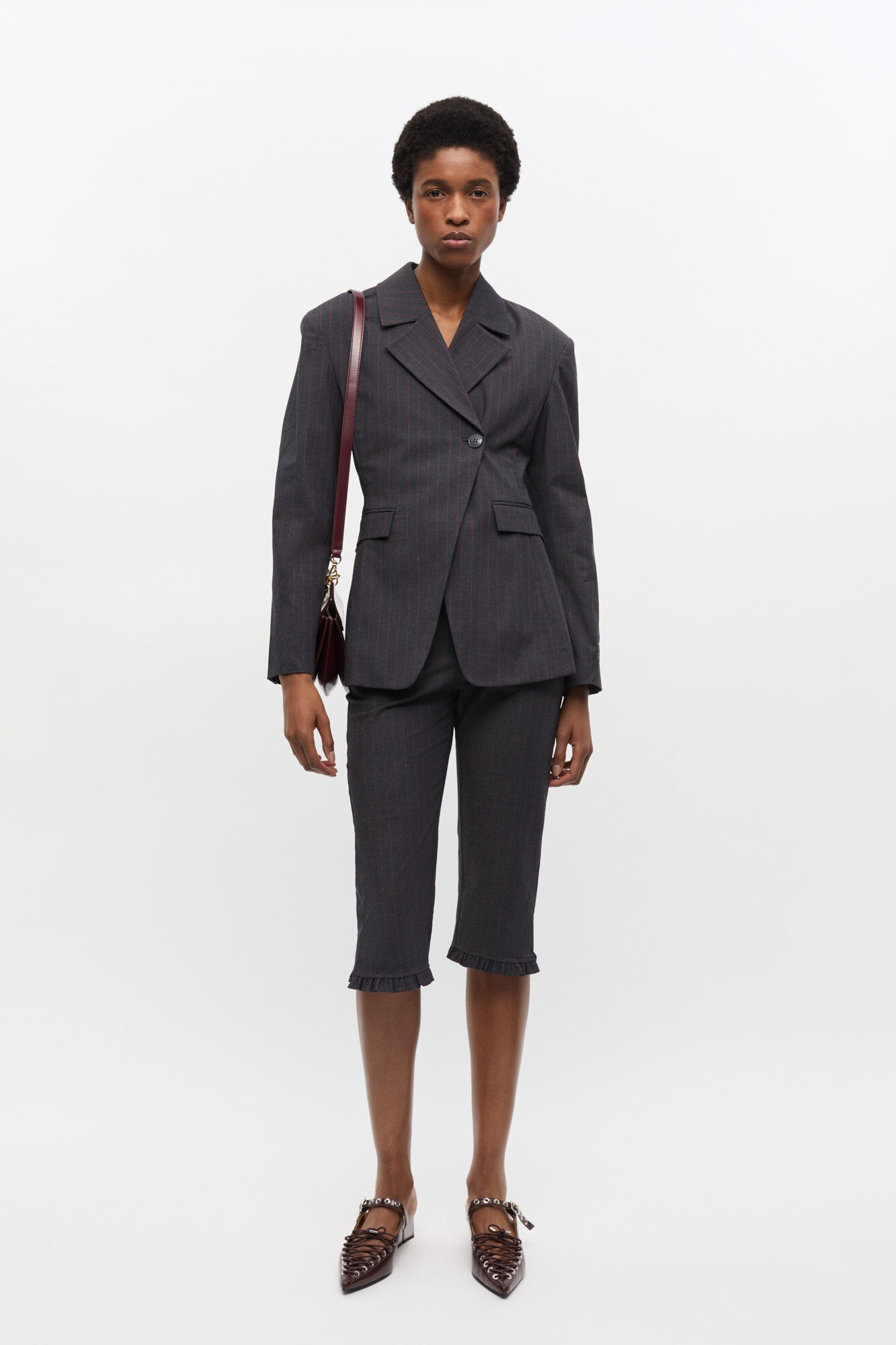 BLACK PINSTRIPE BLAZER - 3