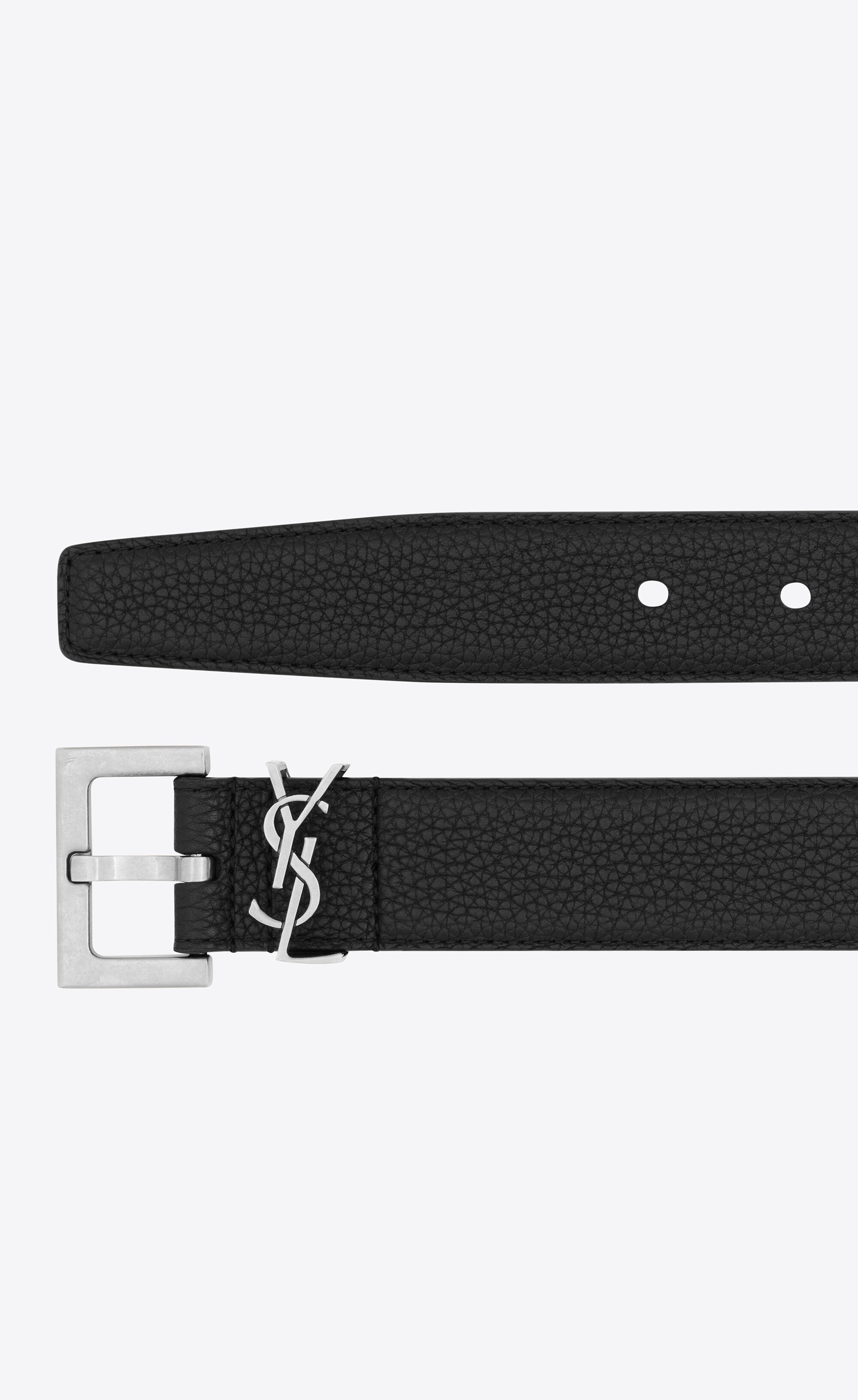 monogramme belt with square buckle in grained leather - 2