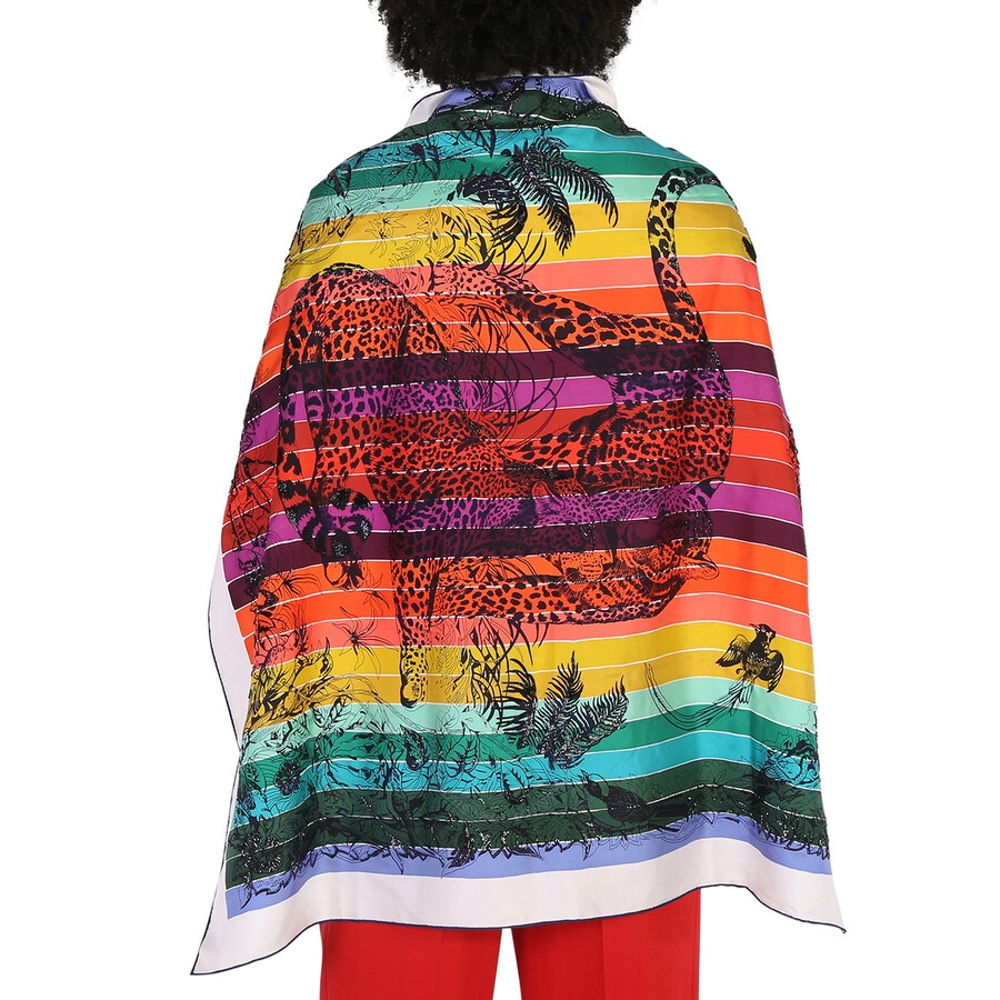 Hermes Jungle Love Rainbow Embroidered Square Scarf - 3