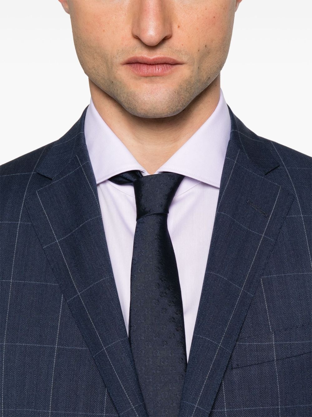 windowpane-pattern suit - 4
