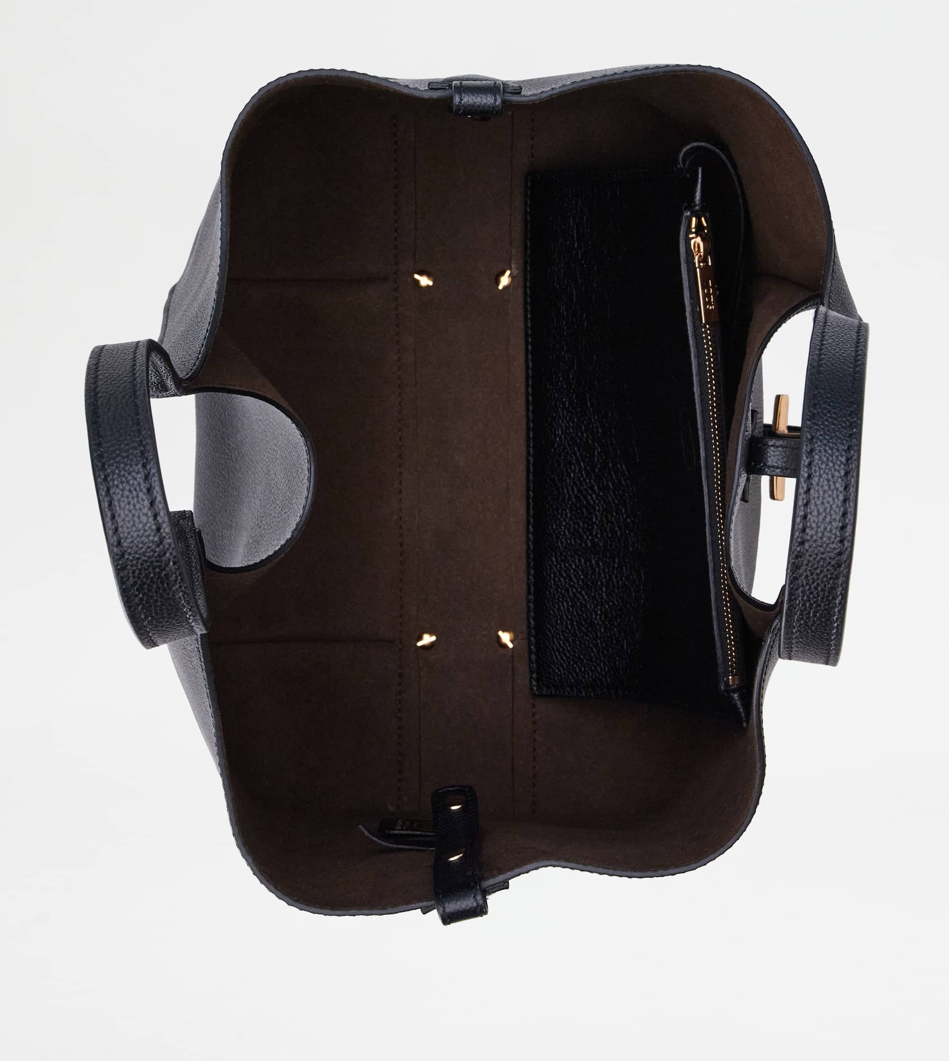T TIMELESS SHOPPING BAG IN LEATHER SMALL - BLACK - 3