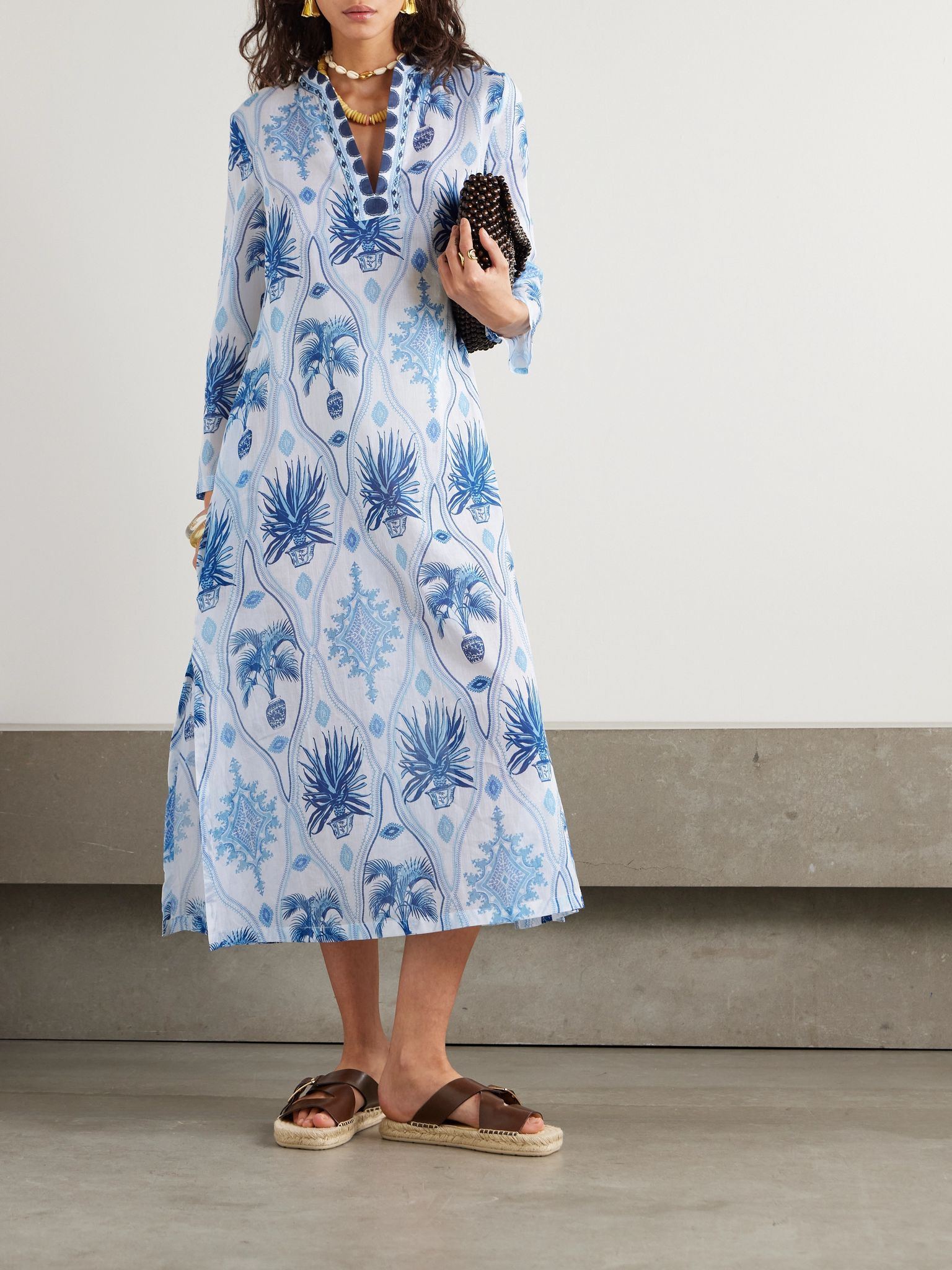 Giada printed cotton kaftan Blue - 2