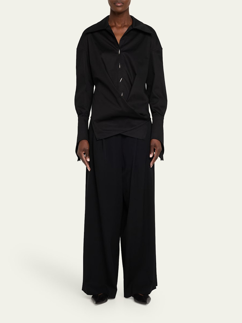 GRACE LING Collared Wrap Blouse outlook