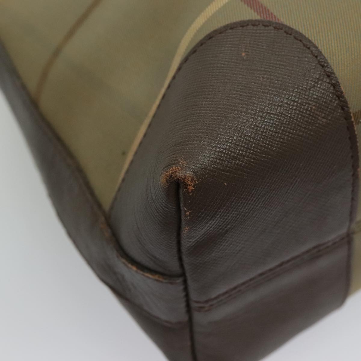 Burberry Nova Check Hand Bag Canvas Leather Brown Gold - 15