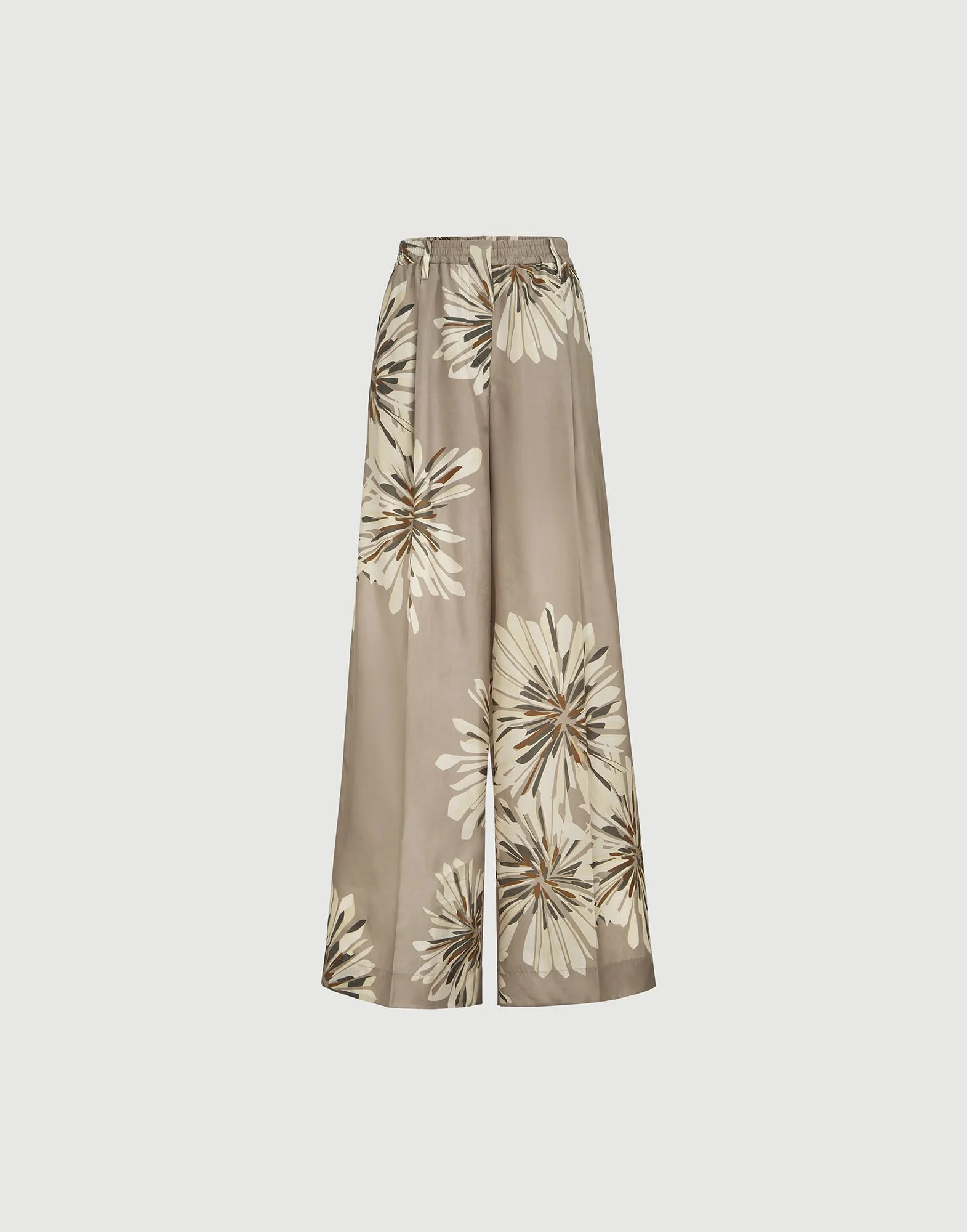 Silk bloom print pongee sartorial track trousers with monili - 1