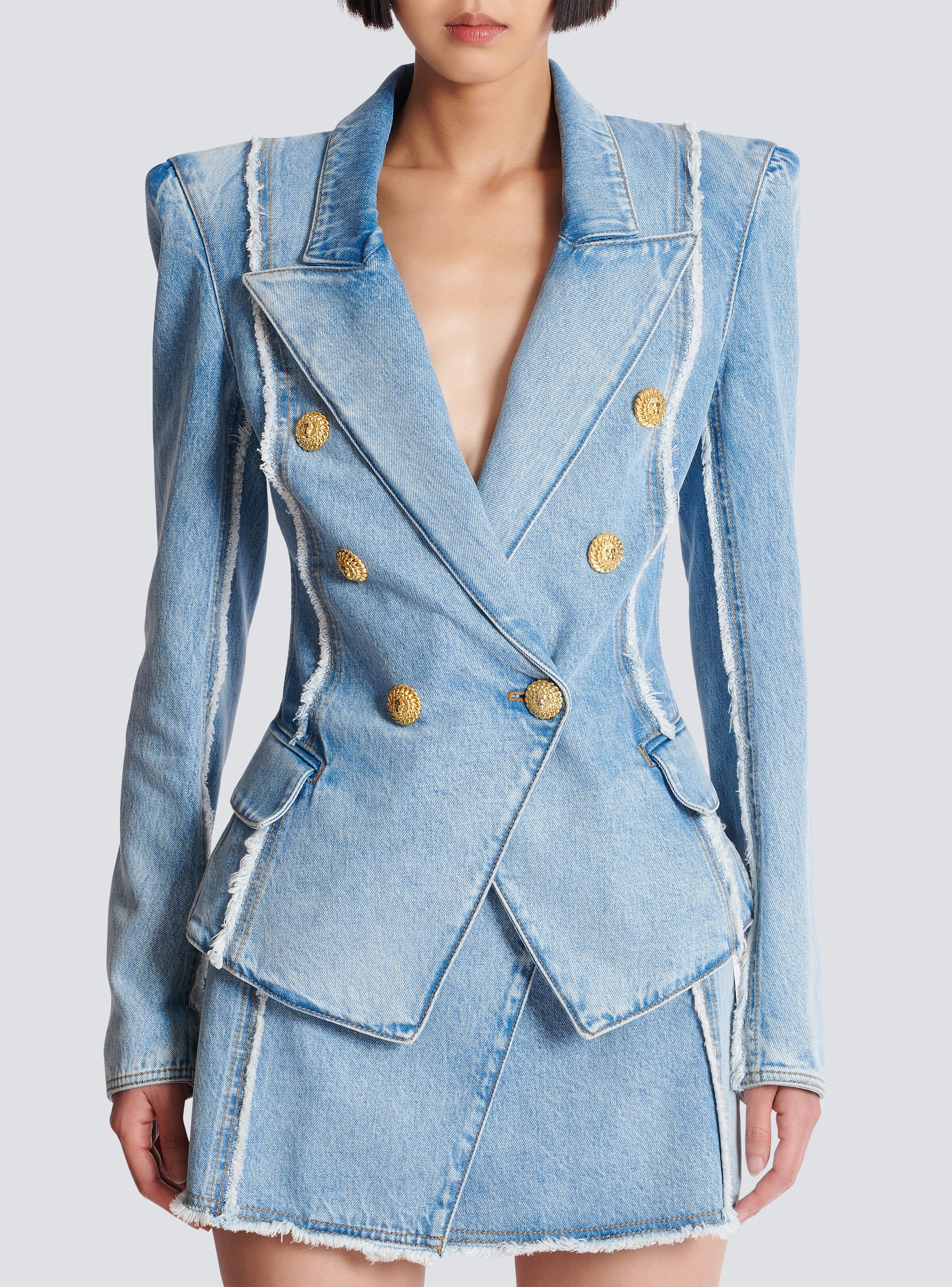 6-button tailored denim jacket - 5