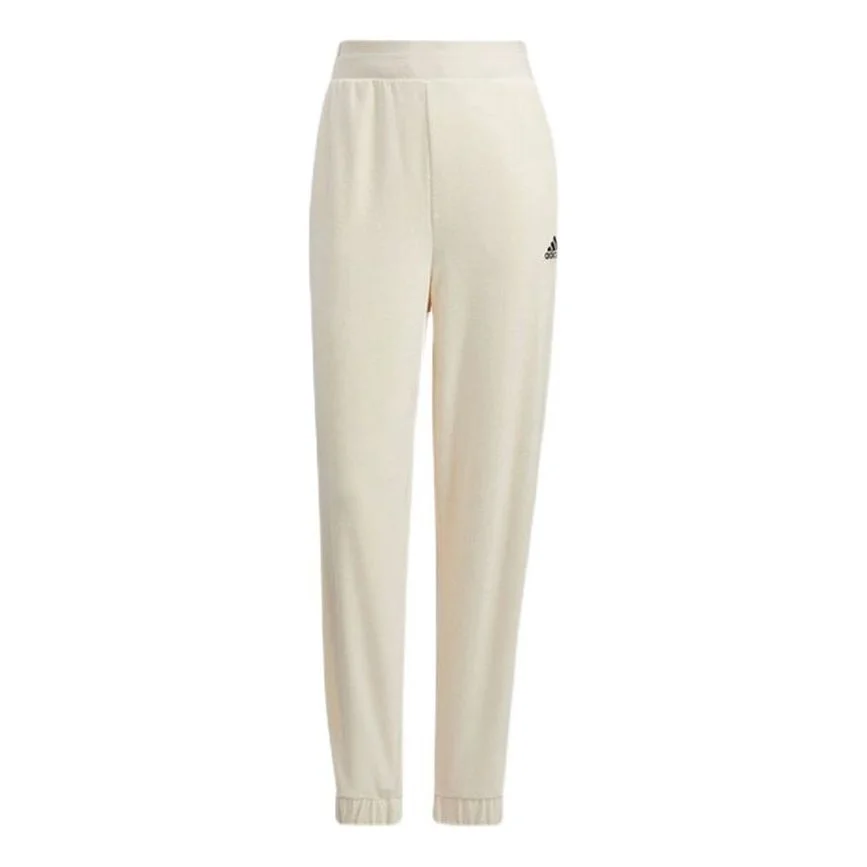 (WMNS) adidas Velour Pants 'White' HG1824 - 1