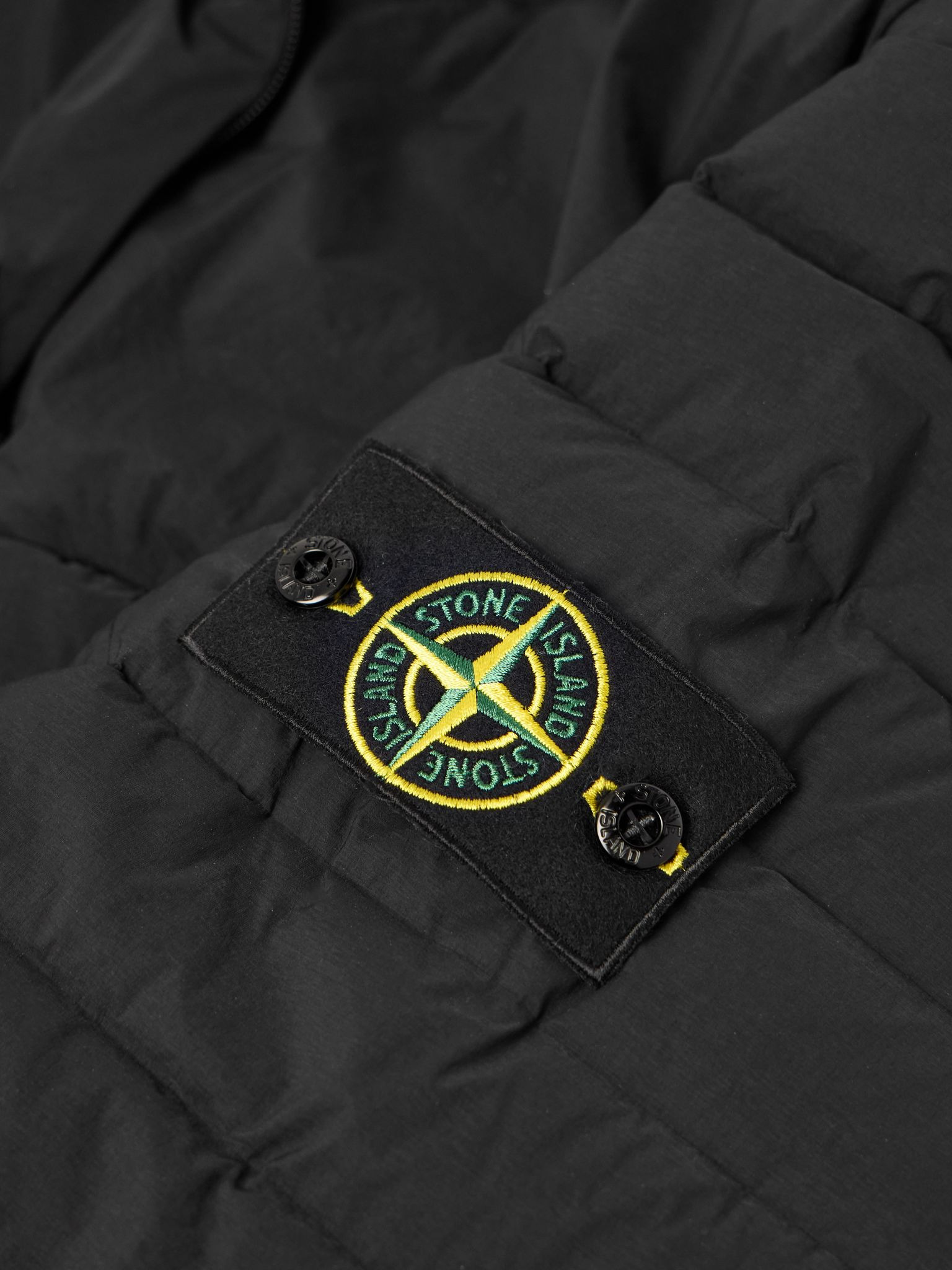 Logo-Appliquéd Quilted Shell Half-Zip Down Jacket Black - 5