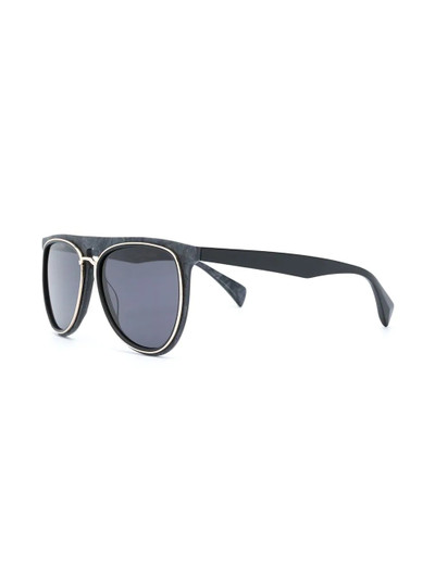 Yohji Yamamoto marbled round-frame sunglasses outlook