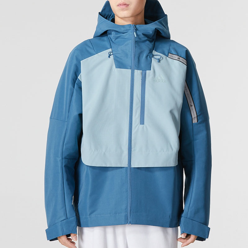 Men's adidas Th Protek Wvjkt Colorblock Stripe Athleisure Casual Sports Hooded Jacket Blue HM5166 - 3