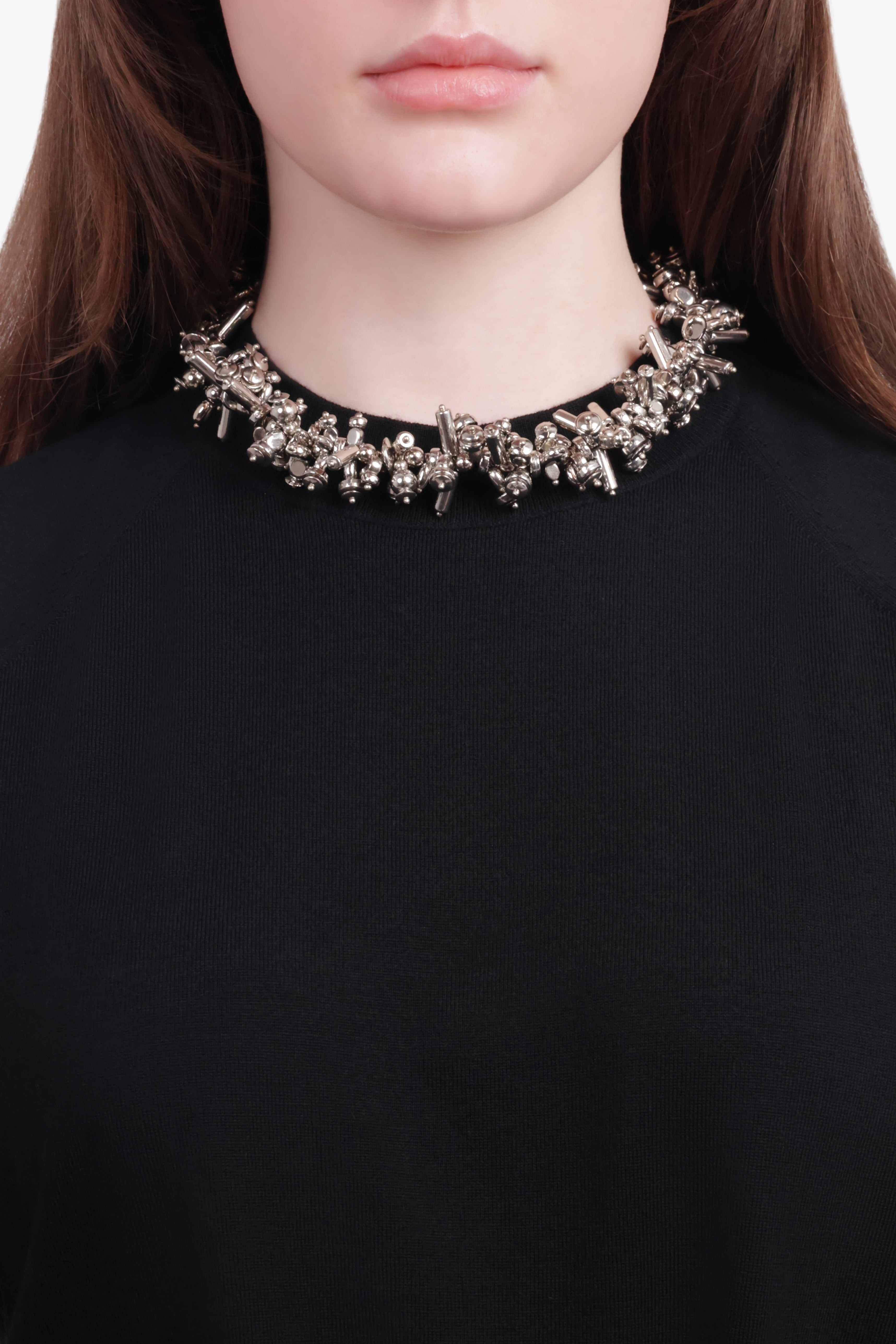 EMBROIDERED CHUNKY DETAIL NECKLACE | SILVER - 3