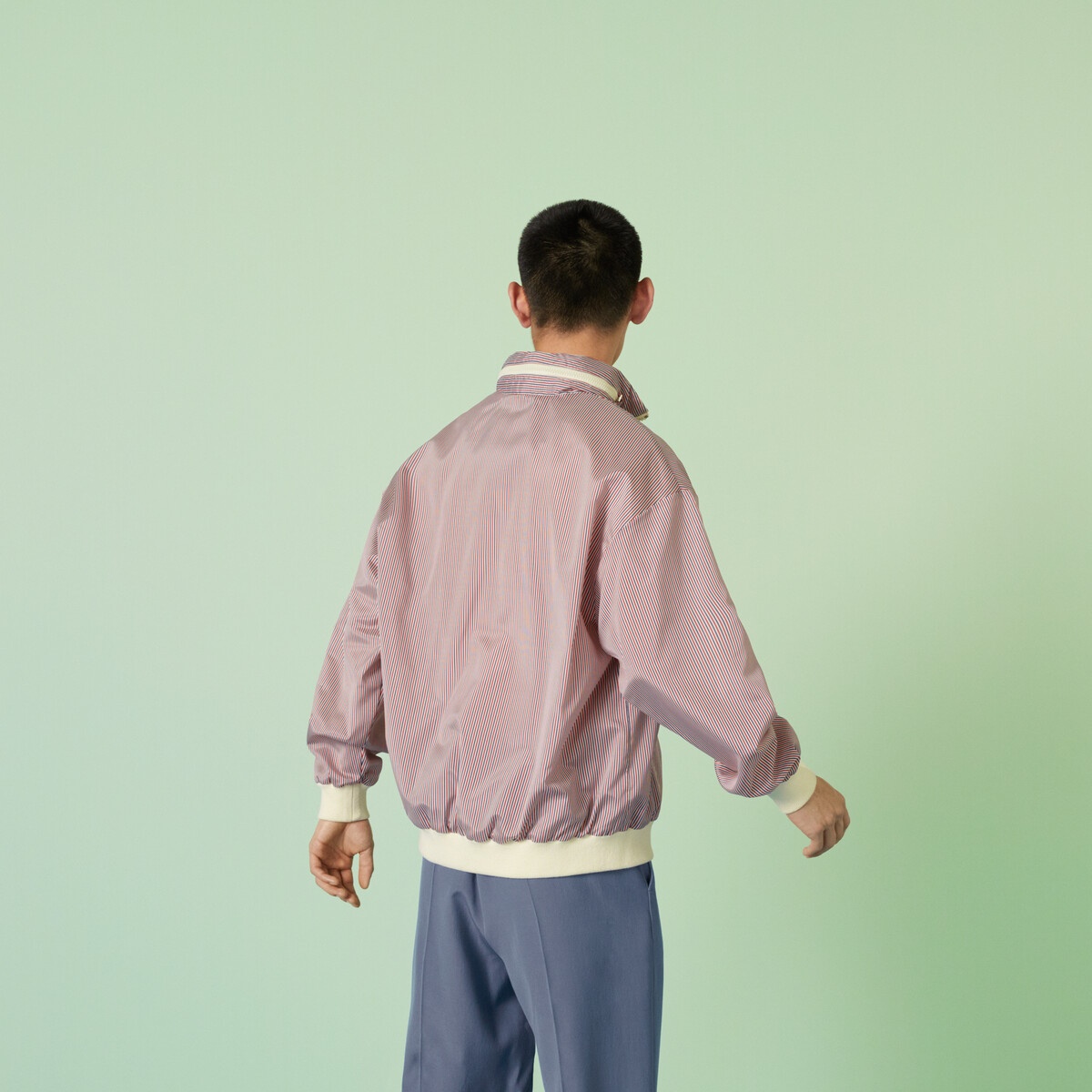 Striped fabric zip jacket - 7