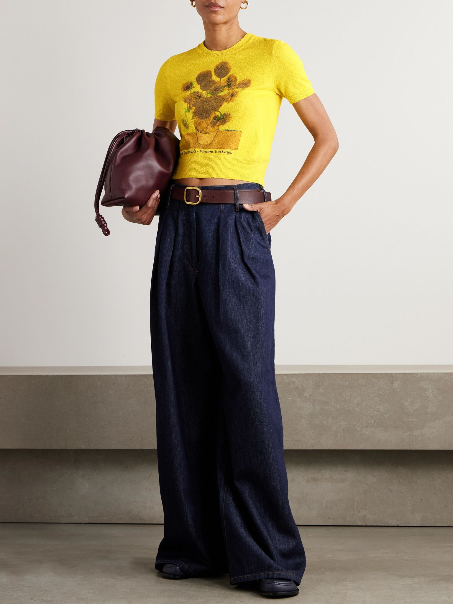 Printed cotton-blend terry T-shirt Yellow - 2