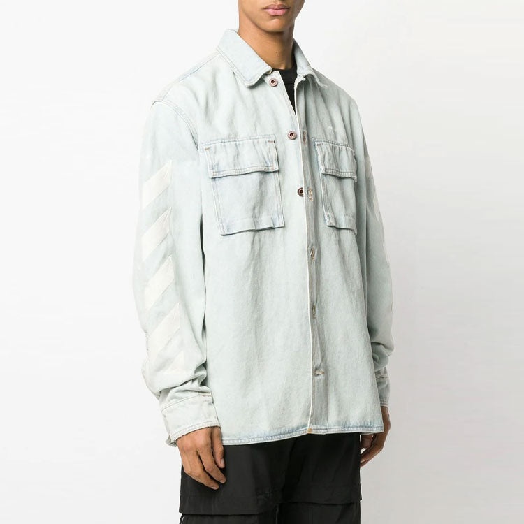 Off-White Printing Denim Jacket Denim Blue OMYD017R203860187101 - 4