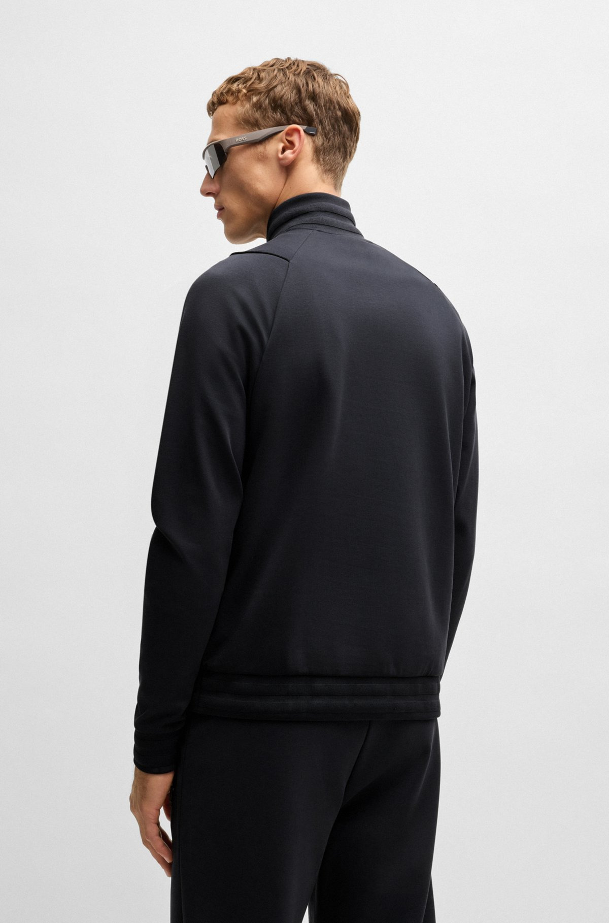 COTTON ZIP-NECK SWEATSHIRT WITH DOUBLE B MONOGRAM - 5