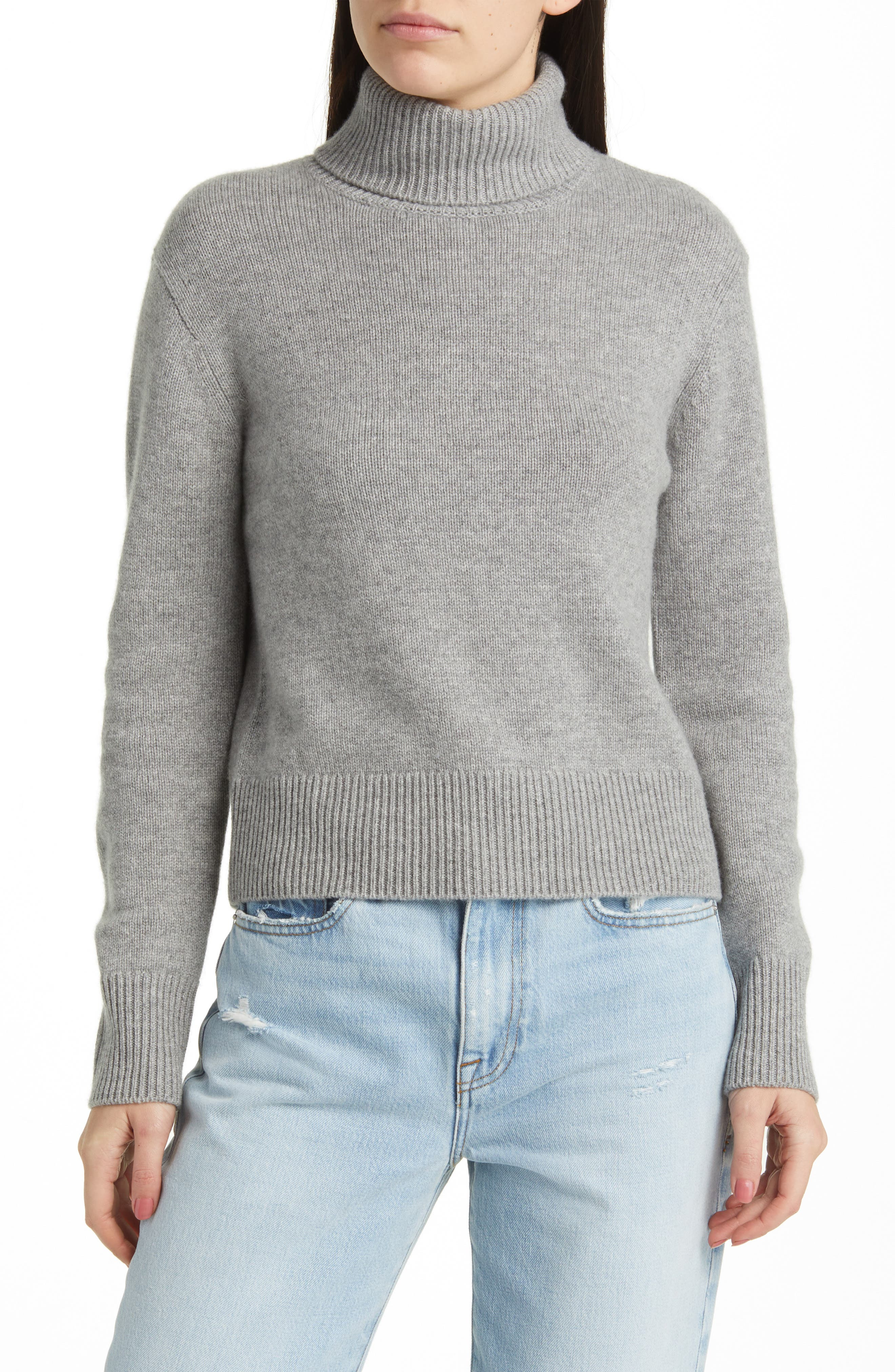 FRAME Turtleneck Cashmere Sweater in Heather Grey at Nordstrom - 1