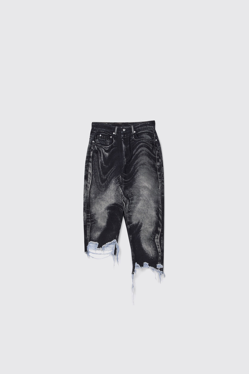 Black-gray asymmetric denim skirt - 1