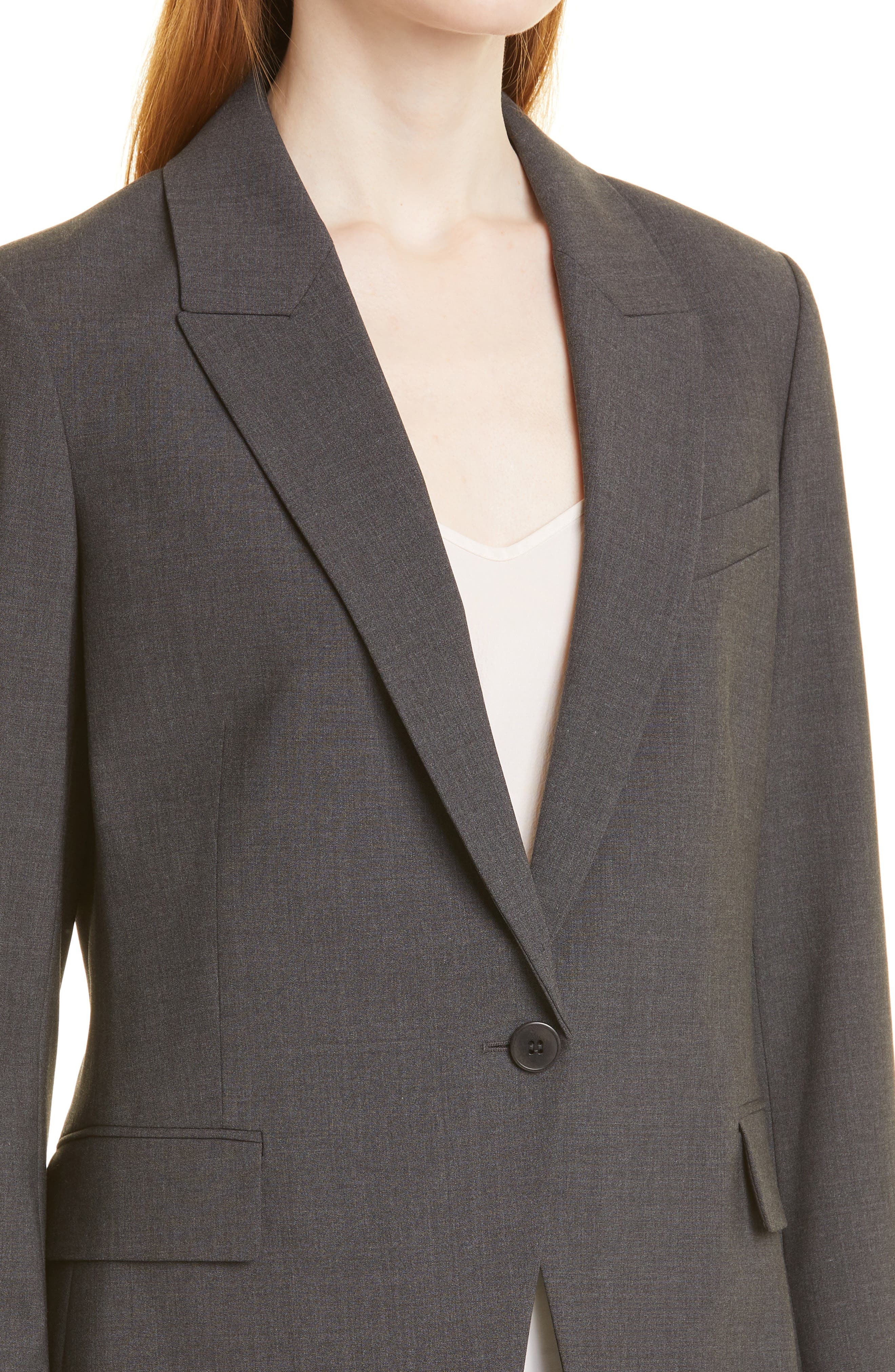 Theory Etiennette B Good Wool Suit Jacket in Charcoal Melange at Nordstrom - 4