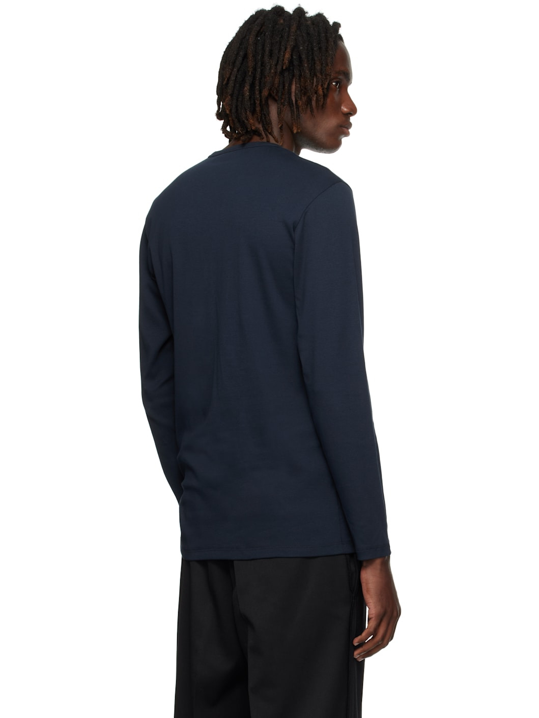 Navy Cotton Henley - 3