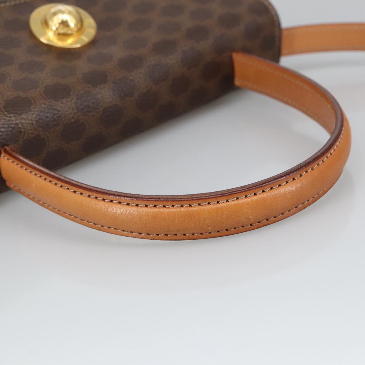 CELINE Macadam Canvas Hand Bag Pvc Leather Brown Gold - 6