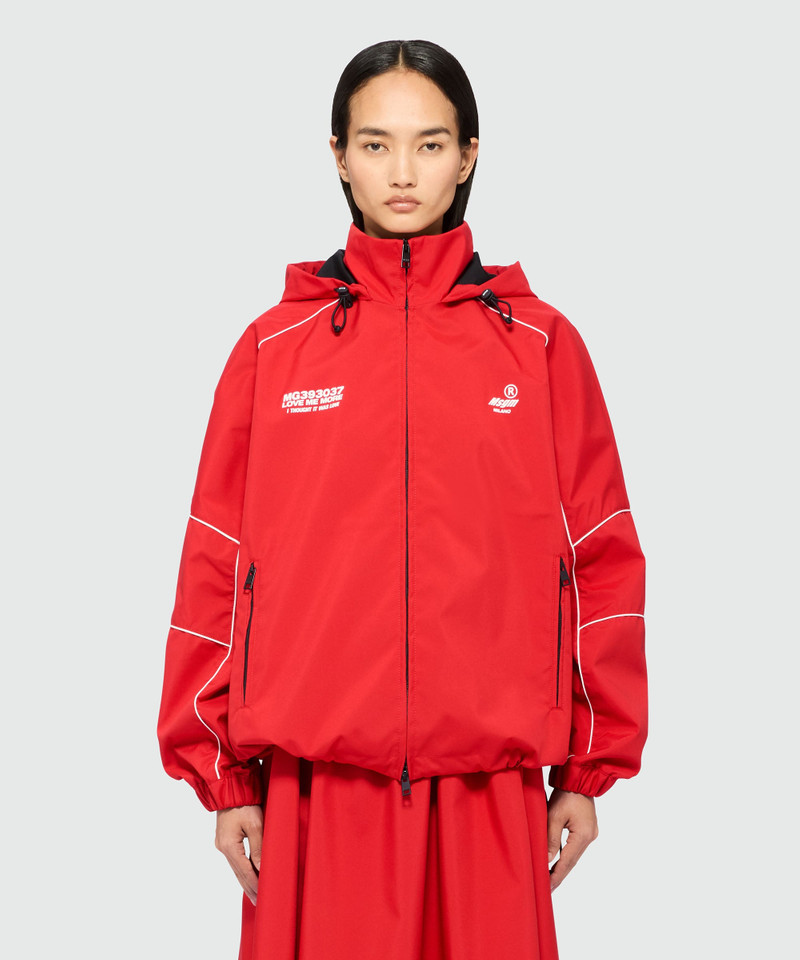 MSGM Red nylon jacket with contrasting piping outlook
