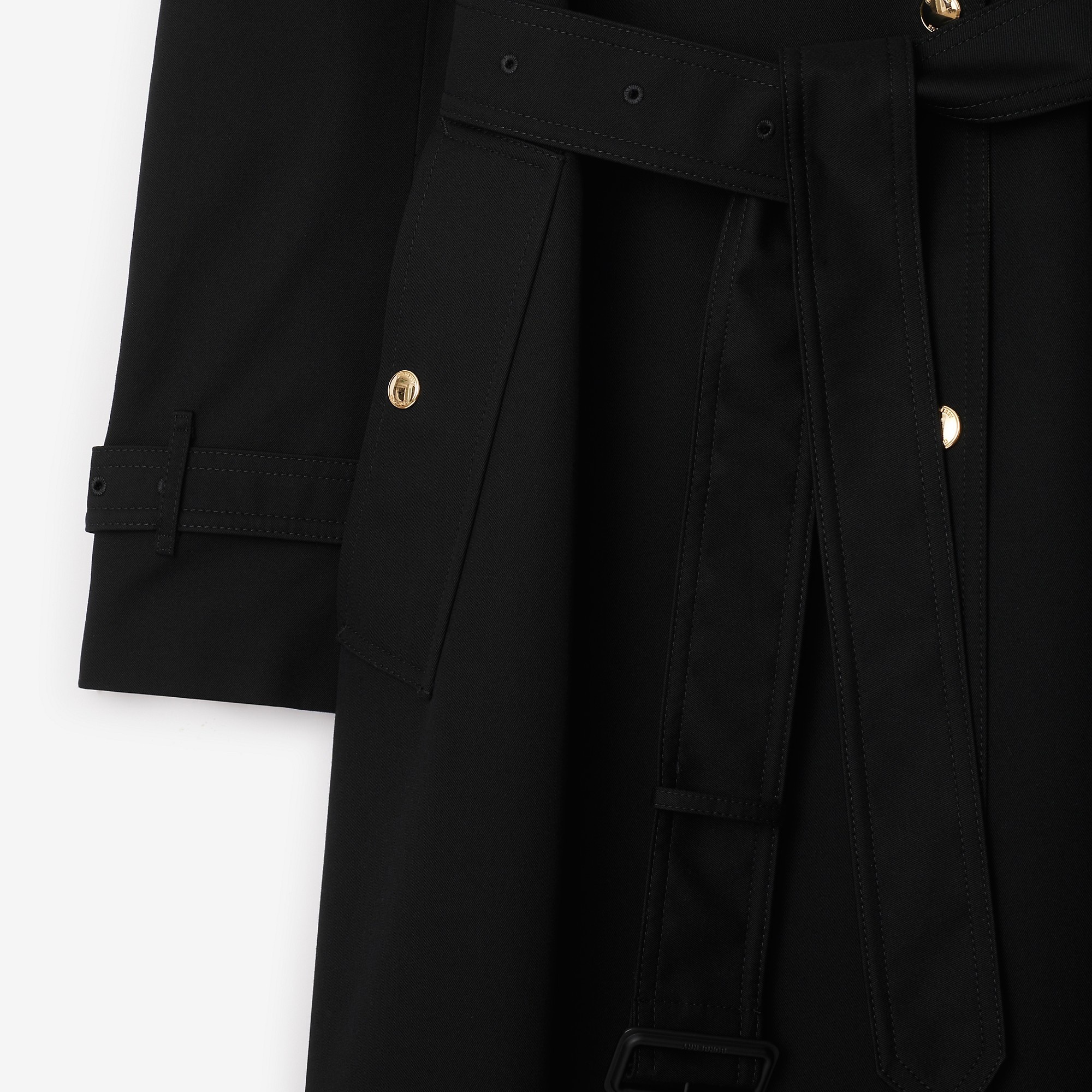 Long Check Collar Gabardine Trench Coat - 5