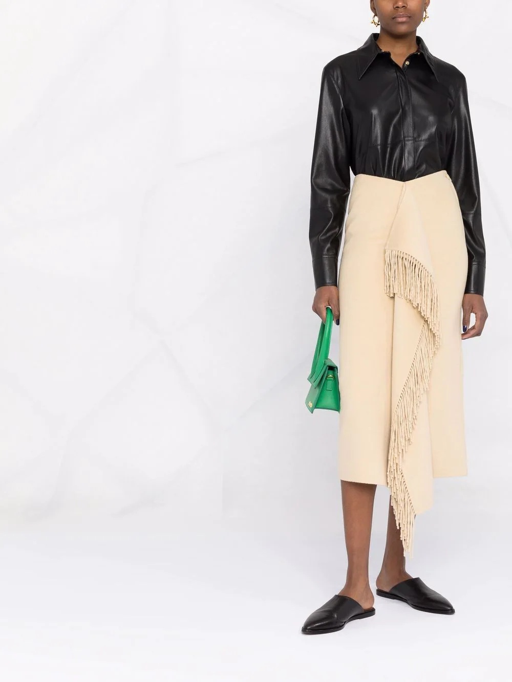 vegan-leather long-sleeve shirt - 2