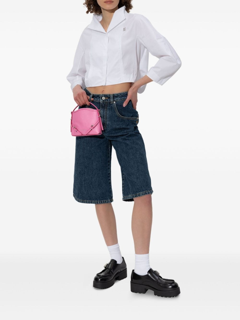 `Curved Side` Denim Shorts - 2