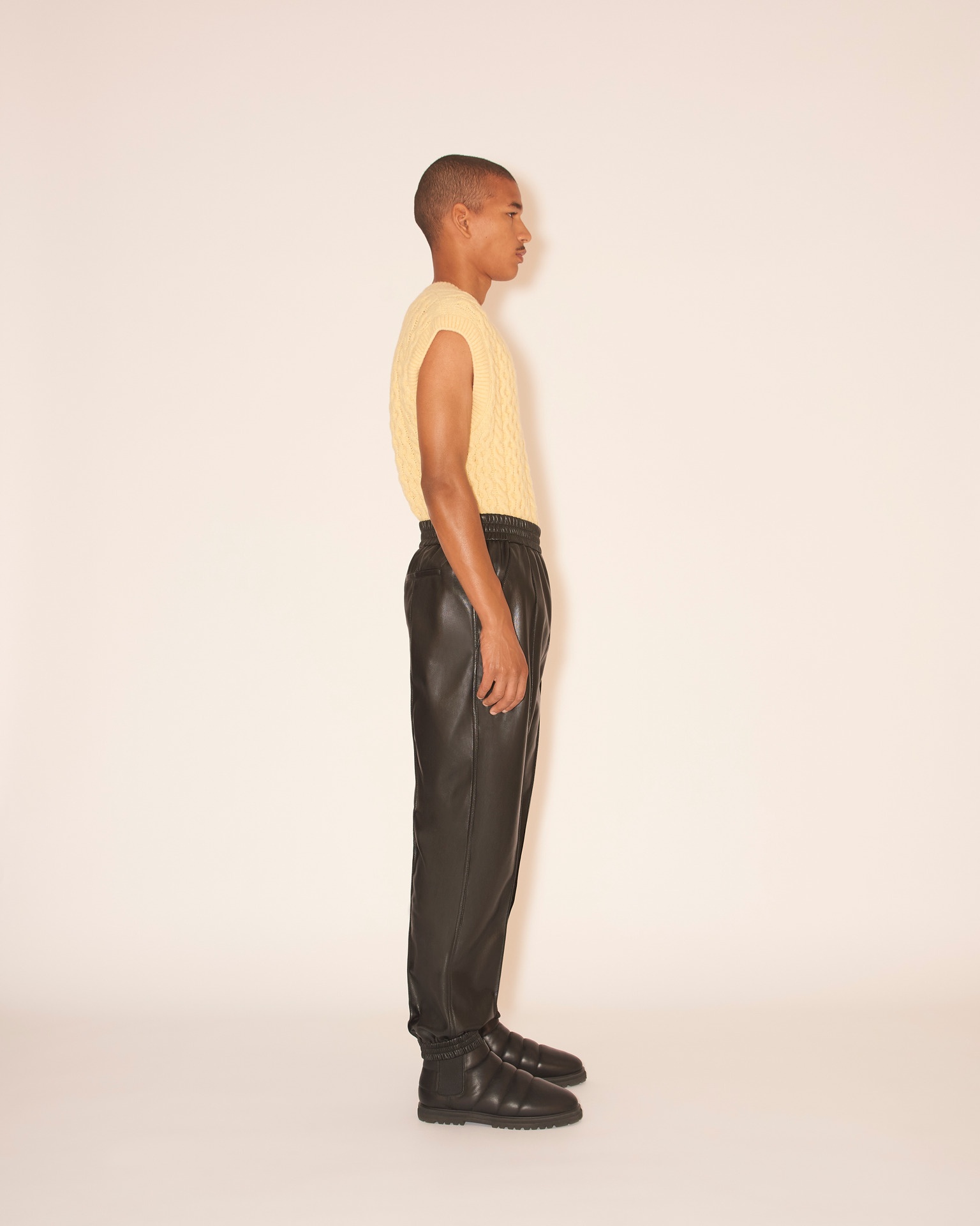 VITOR - OKOBOR™ alt-leather elasticated trousers - Black - 4