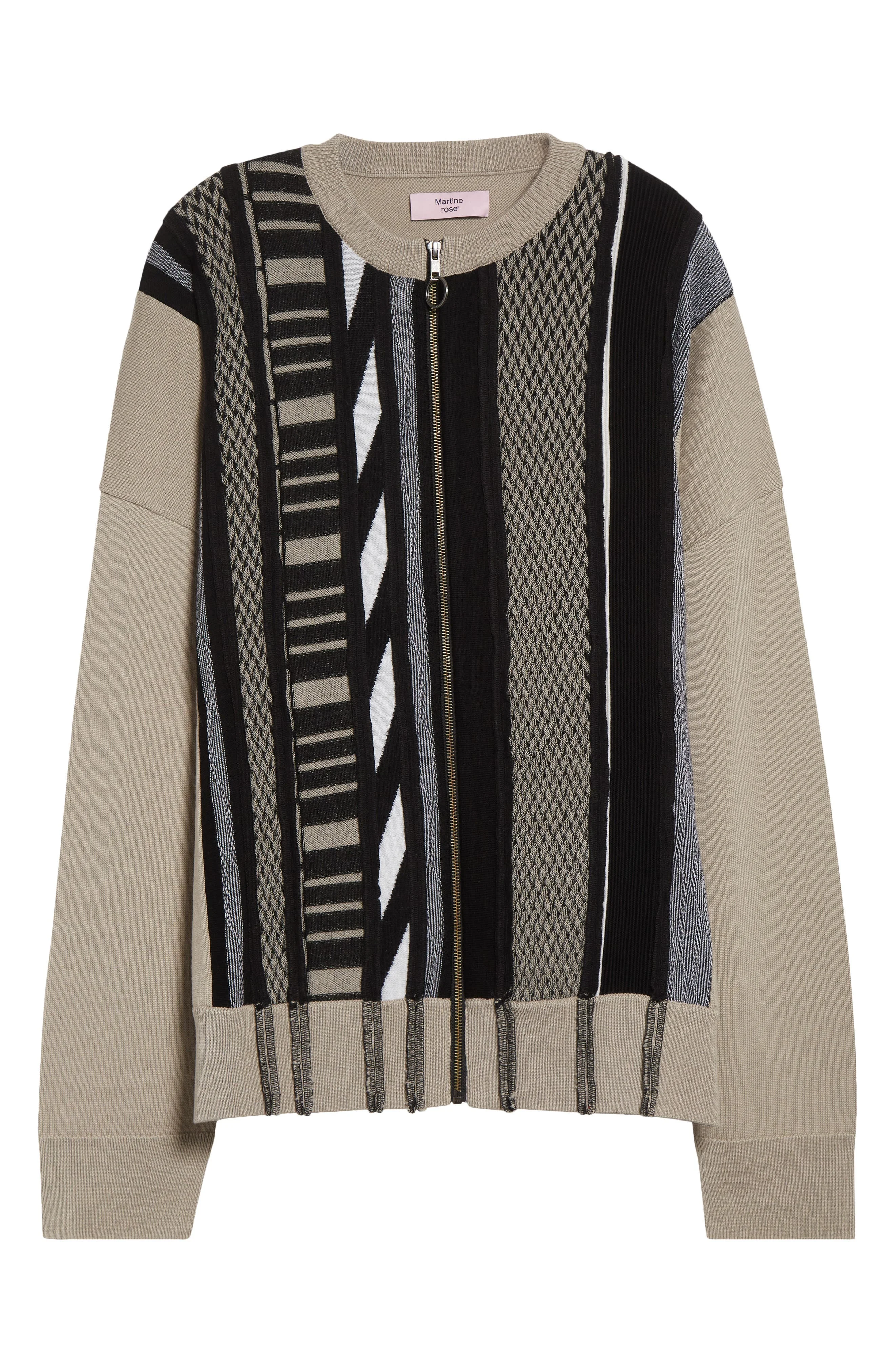 Martine Rose Multi Stripe Wool Zip Cardigan in Beiblk at Nordstrom - 1