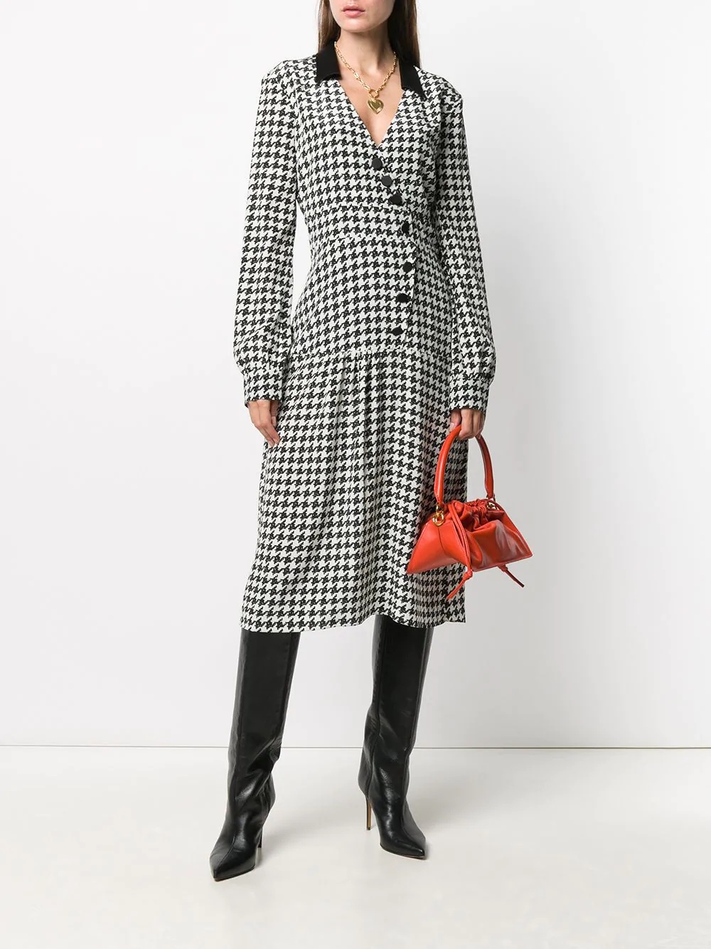 houndstooth button dress - 2