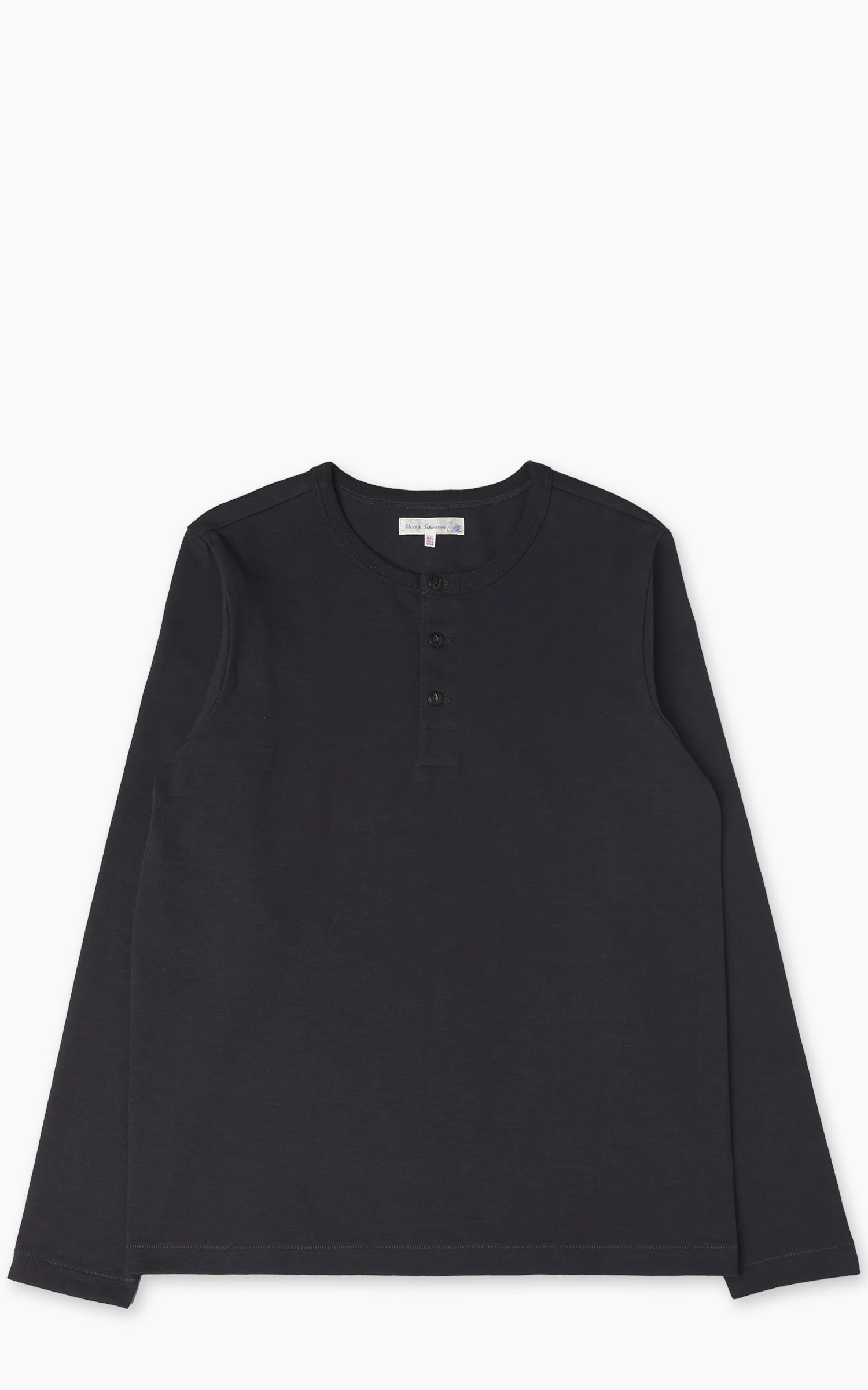 MERZ B. SCHWANEN 2S08 LOOPWHEELED HEAVYWEIGHT LONG SLEEVE HENLEY CHARCOAL - 1