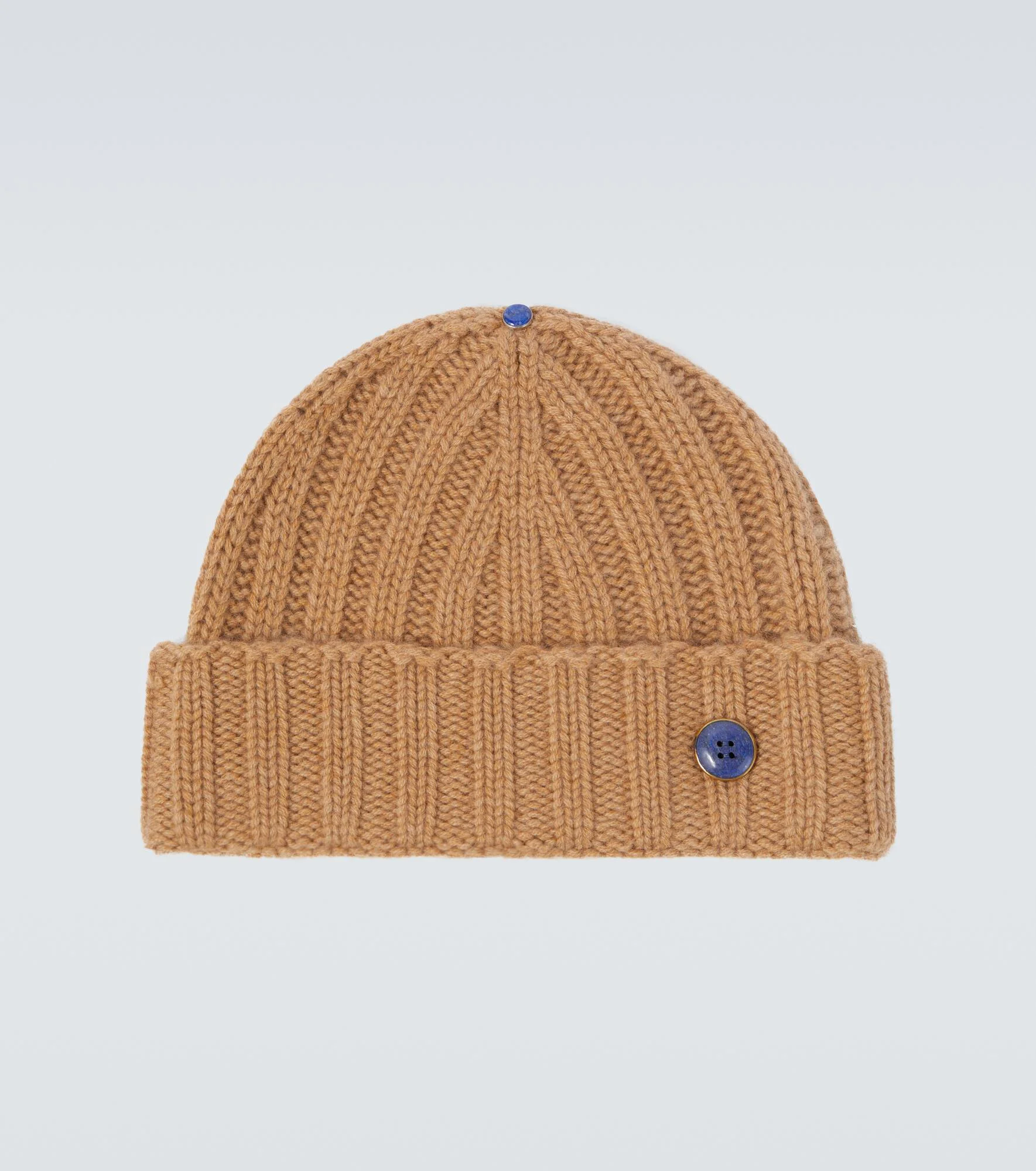 Cashmere beanie with lapis lazuli - 1