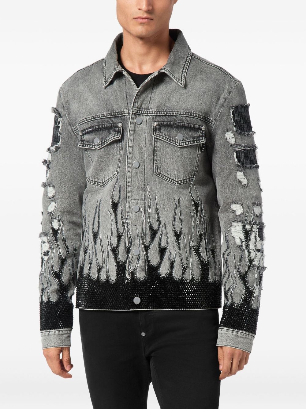 Strass Flame oversize denim jacket - 3