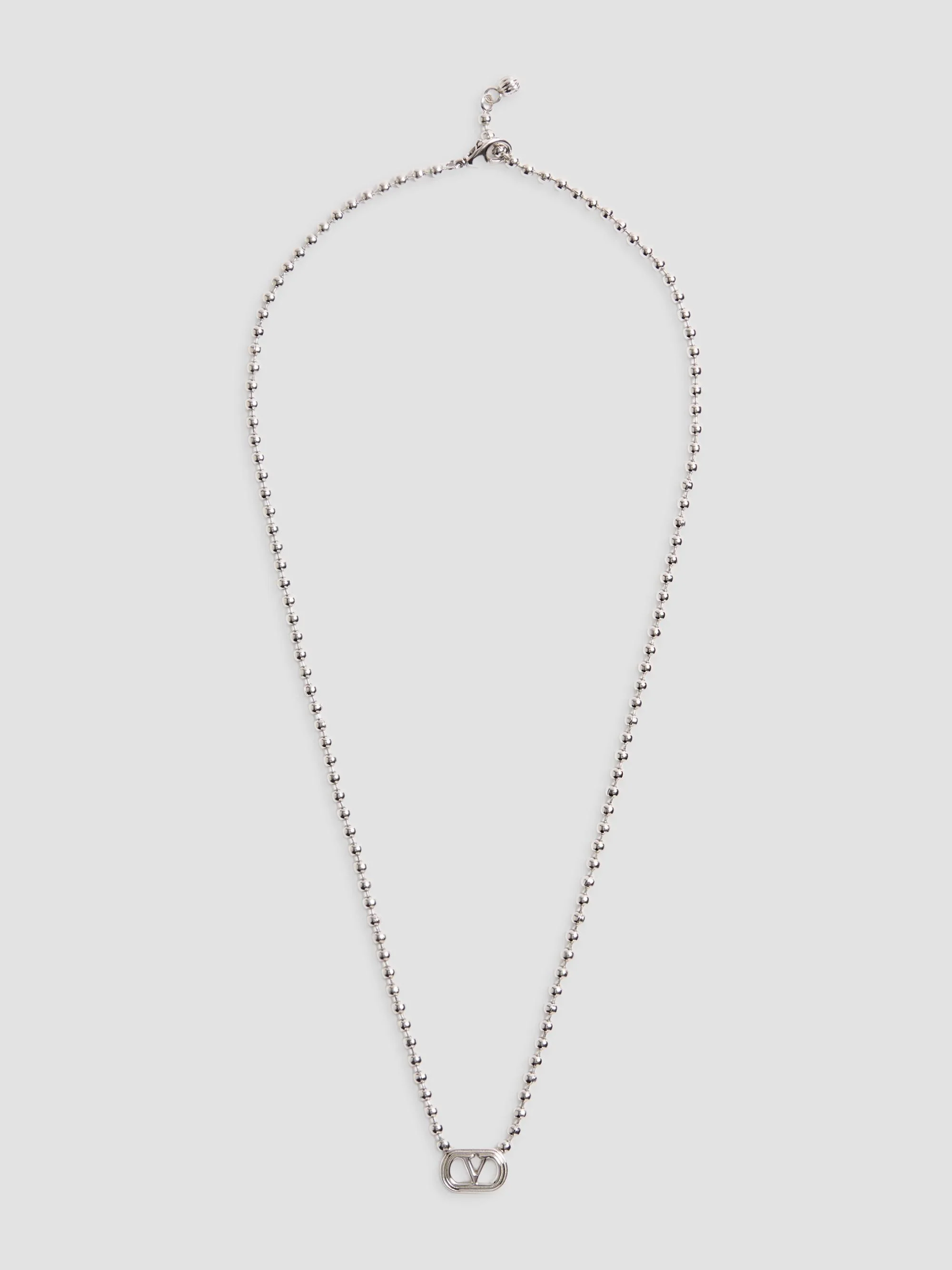 Men's Ovalette Metal Necklace - Silver - 1