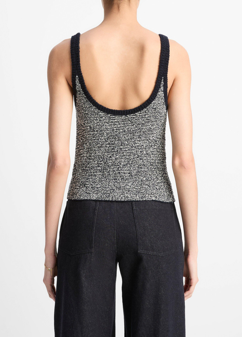 Vince Textured Micro-Stripe Italian Cotton-Blend Sweater Tank outlook