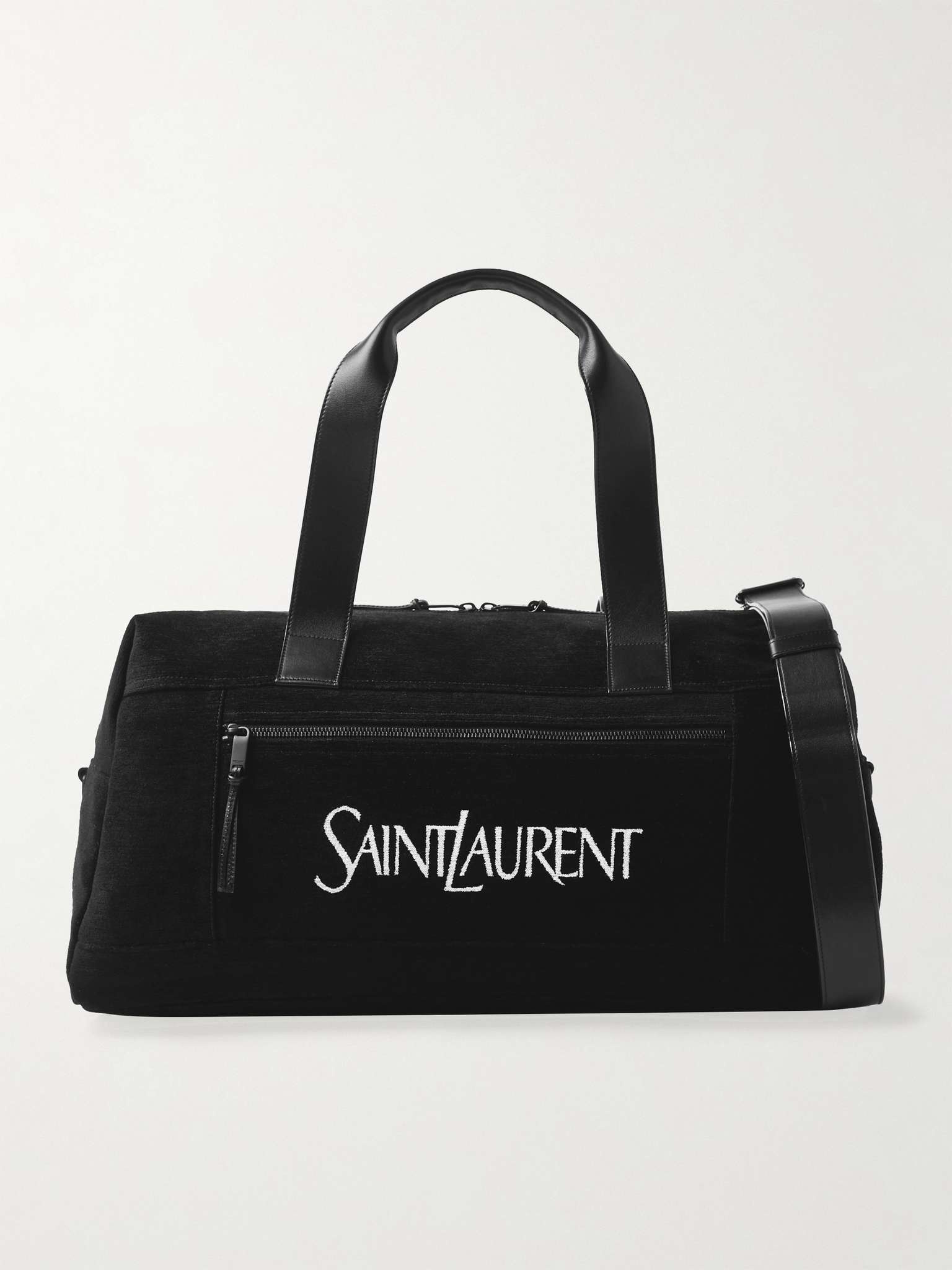Leather-Trimmed Logo-Print Suede Duffle Bag - 1