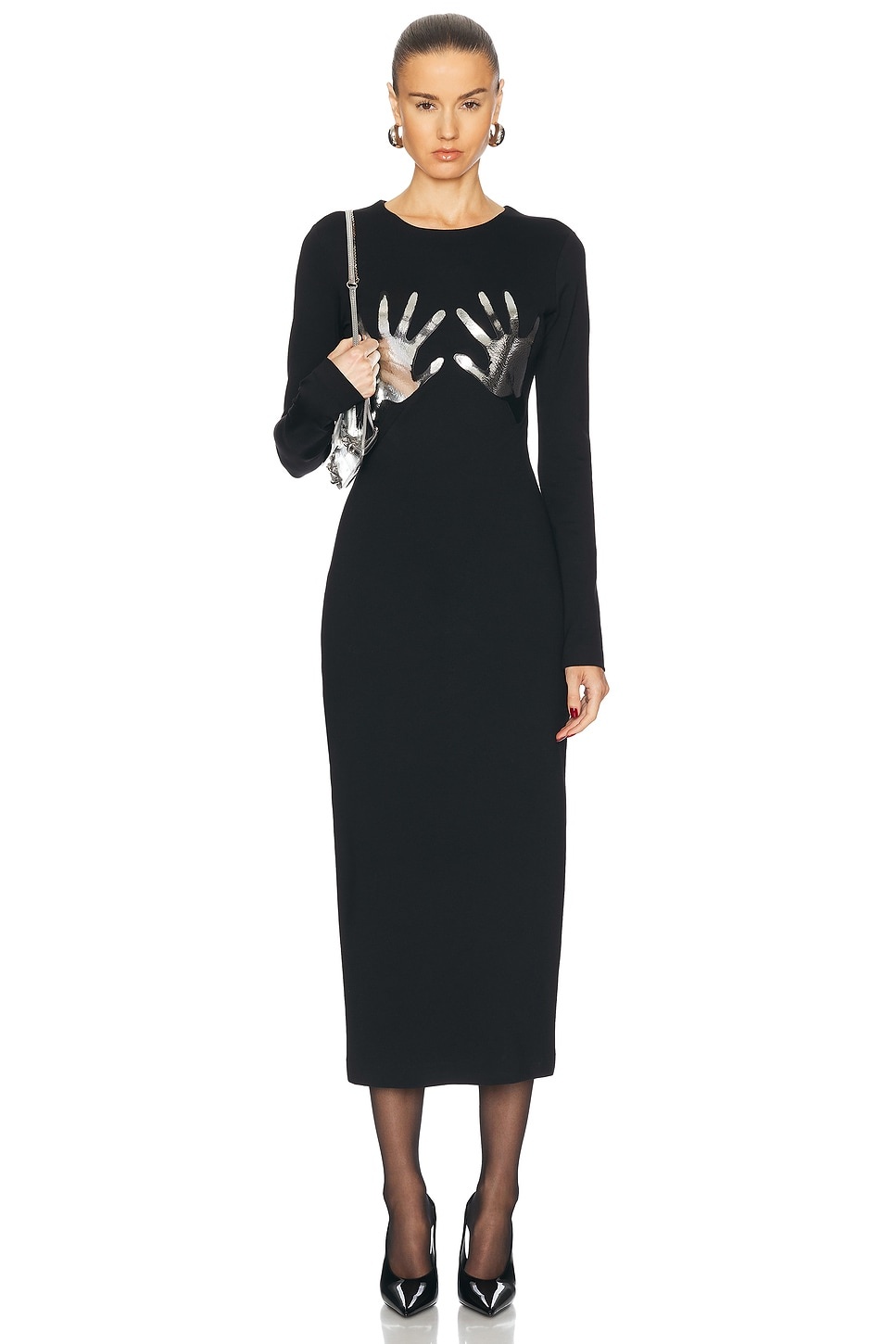 Handprint Long Sleeve Midi Dress - 1
