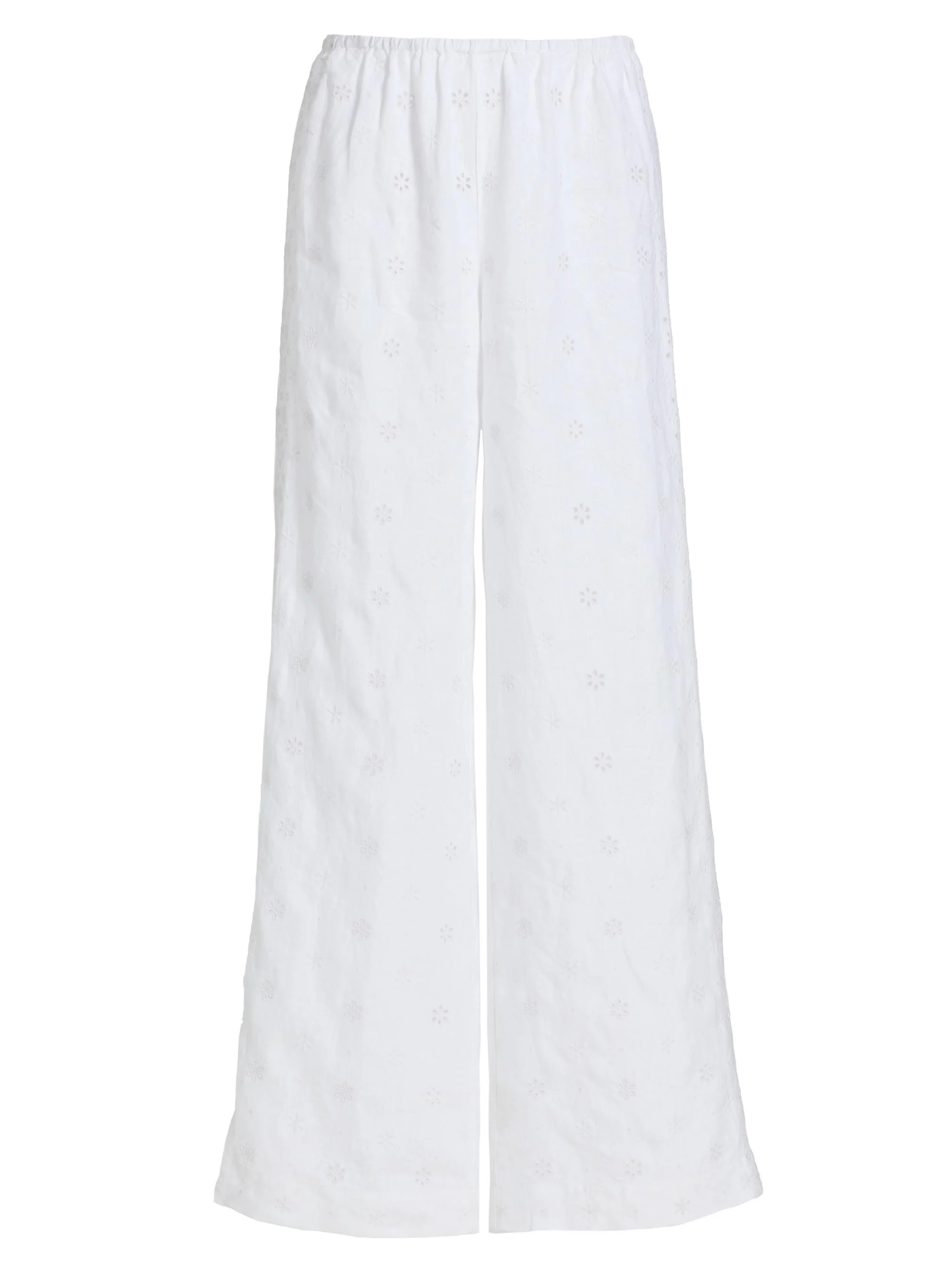 Women's Cinna Eyelet Linen Wide-Leg Pants - Optic White - 1