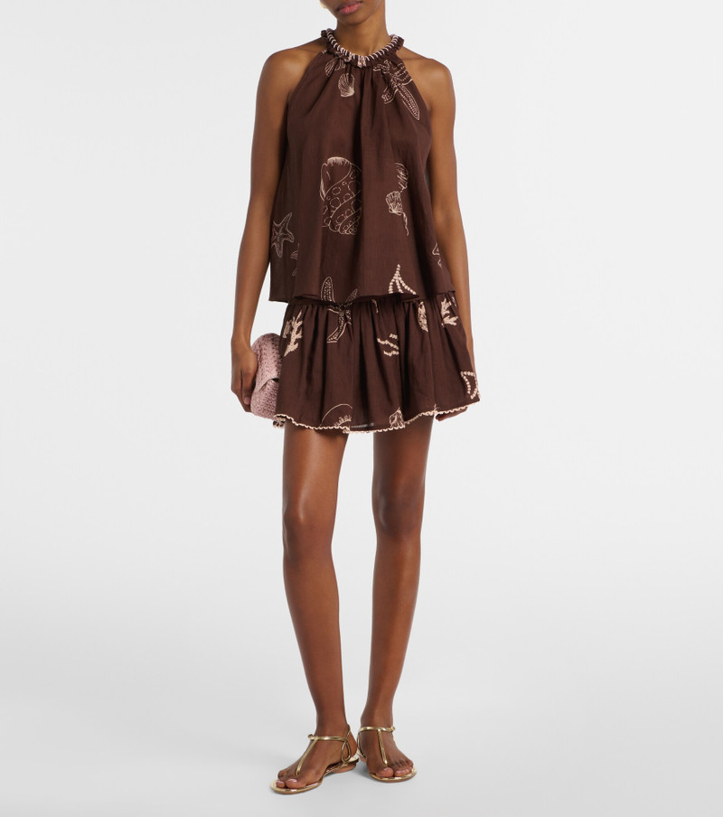 Poupette St Barth Colleen pleated cotton miniskirt outlook