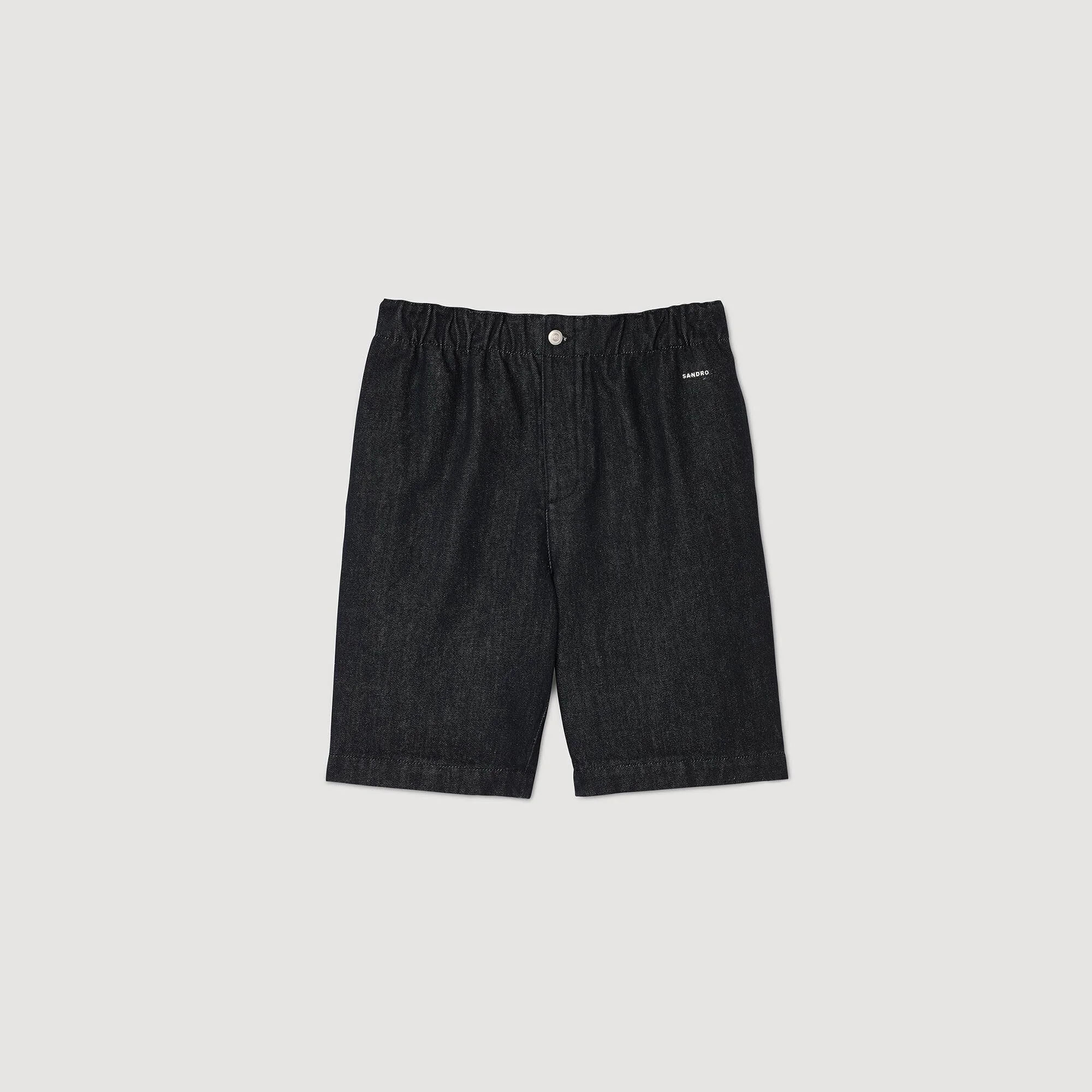 elasticated-waist denim shorts - 1