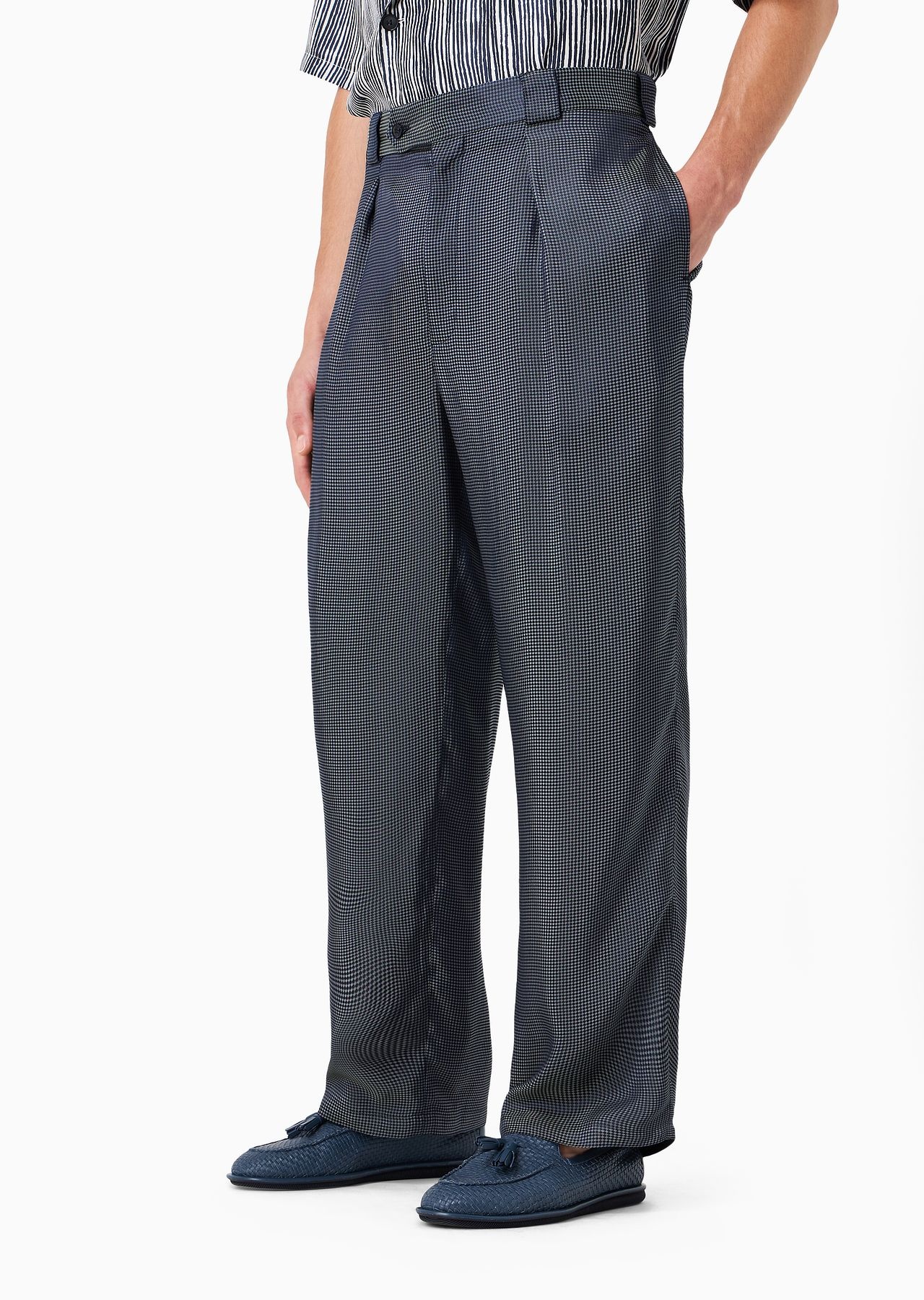 ASV viscose-blend jacquard single-pleat trousers - 2